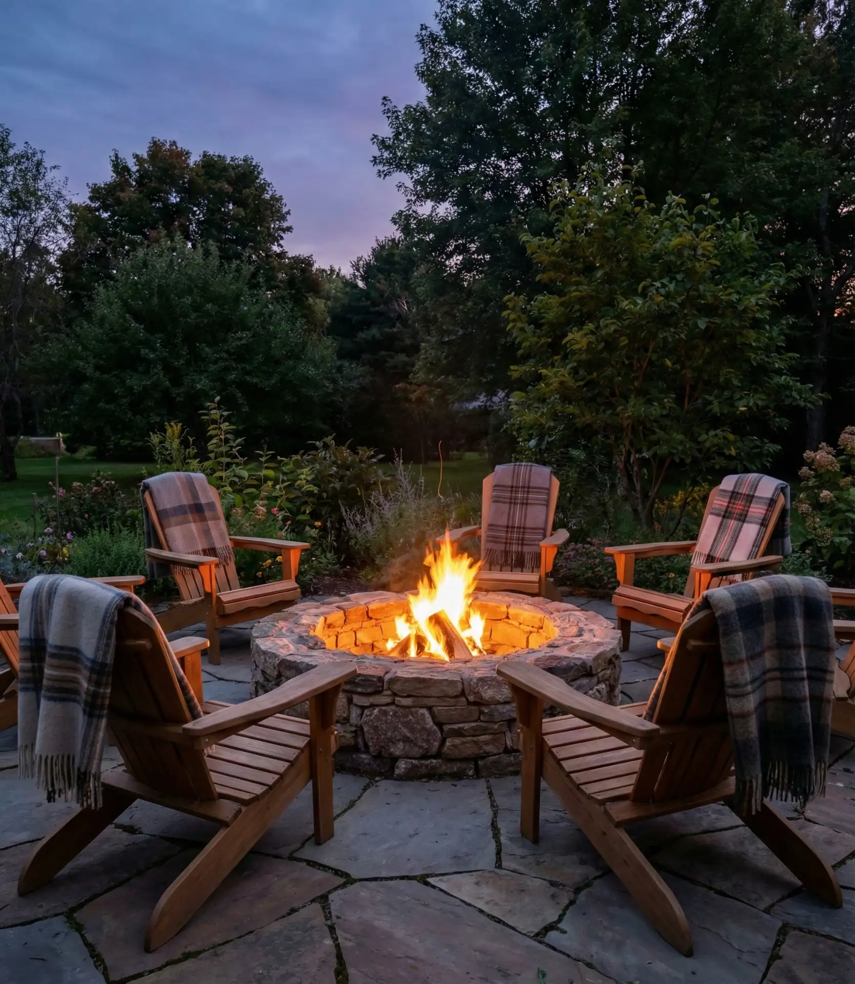 Fire Pit Seating Circle with Adirondack Chairs 1