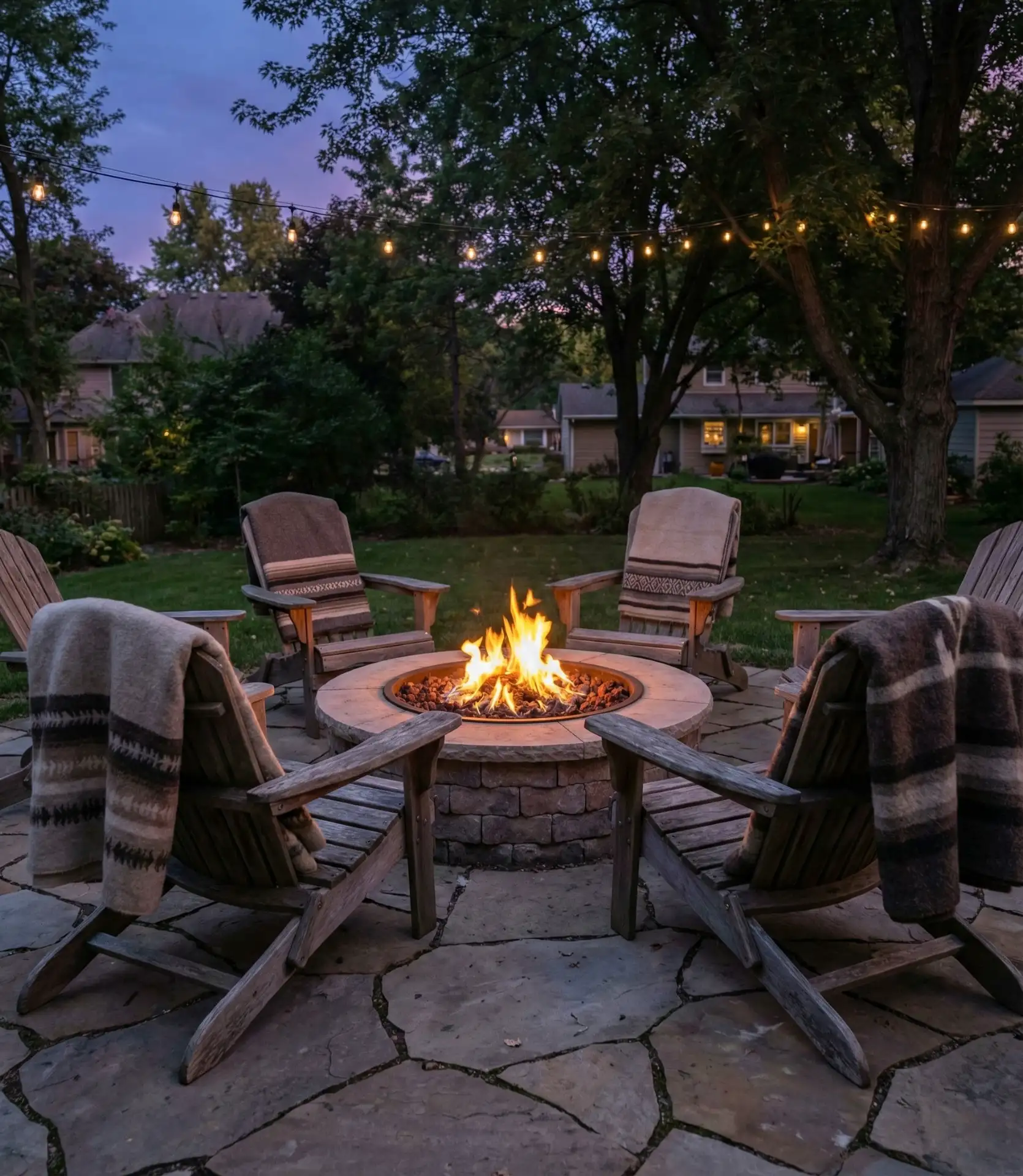 Fire Pit Seating Circle with Adirondack Chairs 2