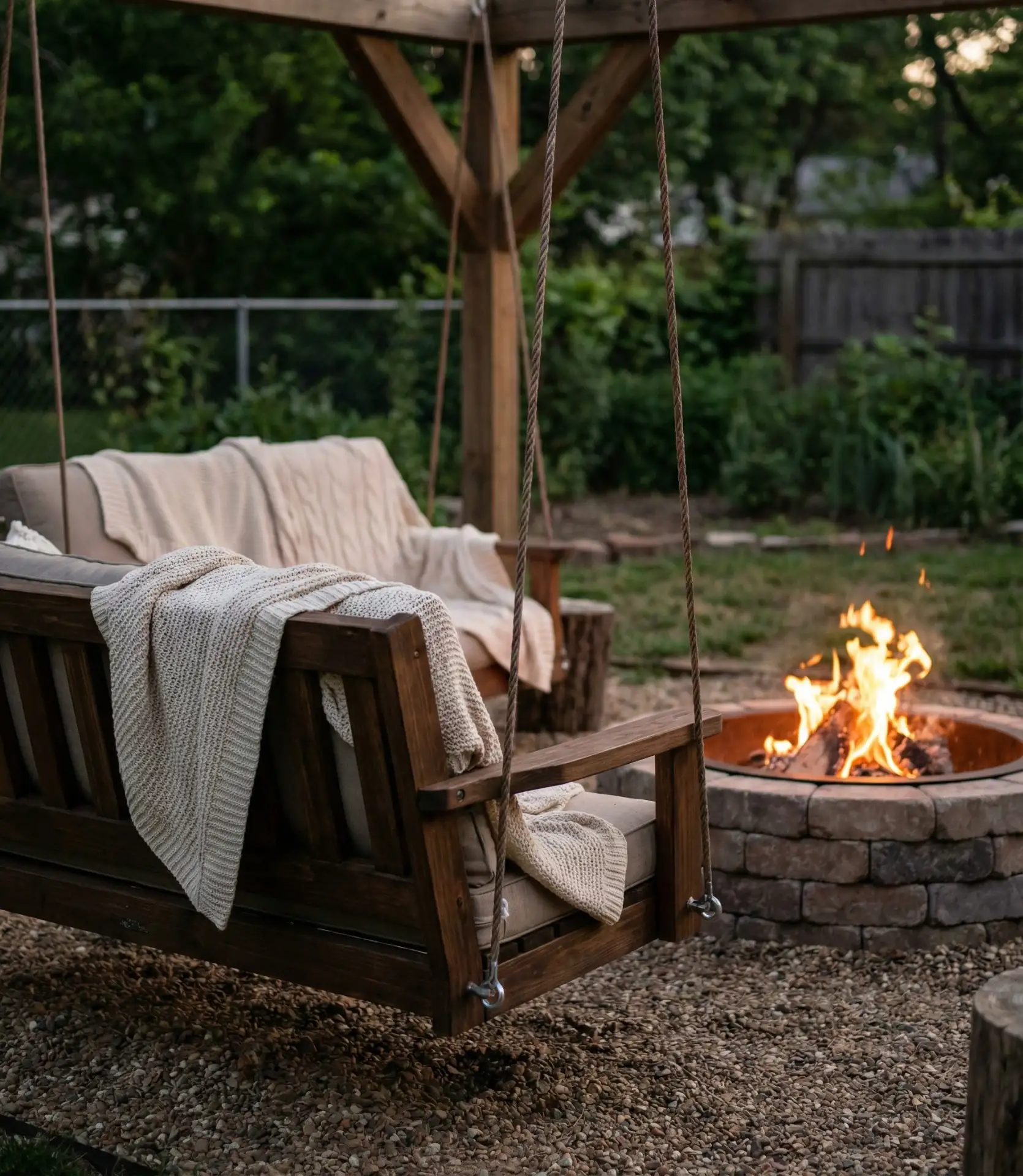 Fire Pit with Integrated Porch Swing 1
