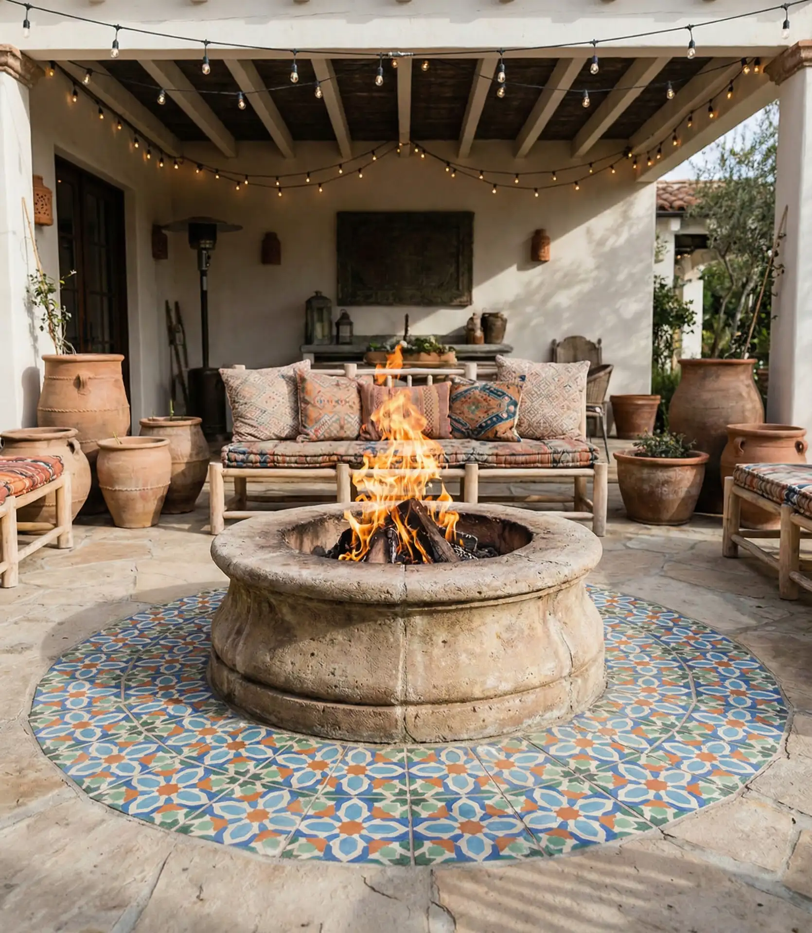 Fire Pit with Moroccan-Inspired Tile Surround 2