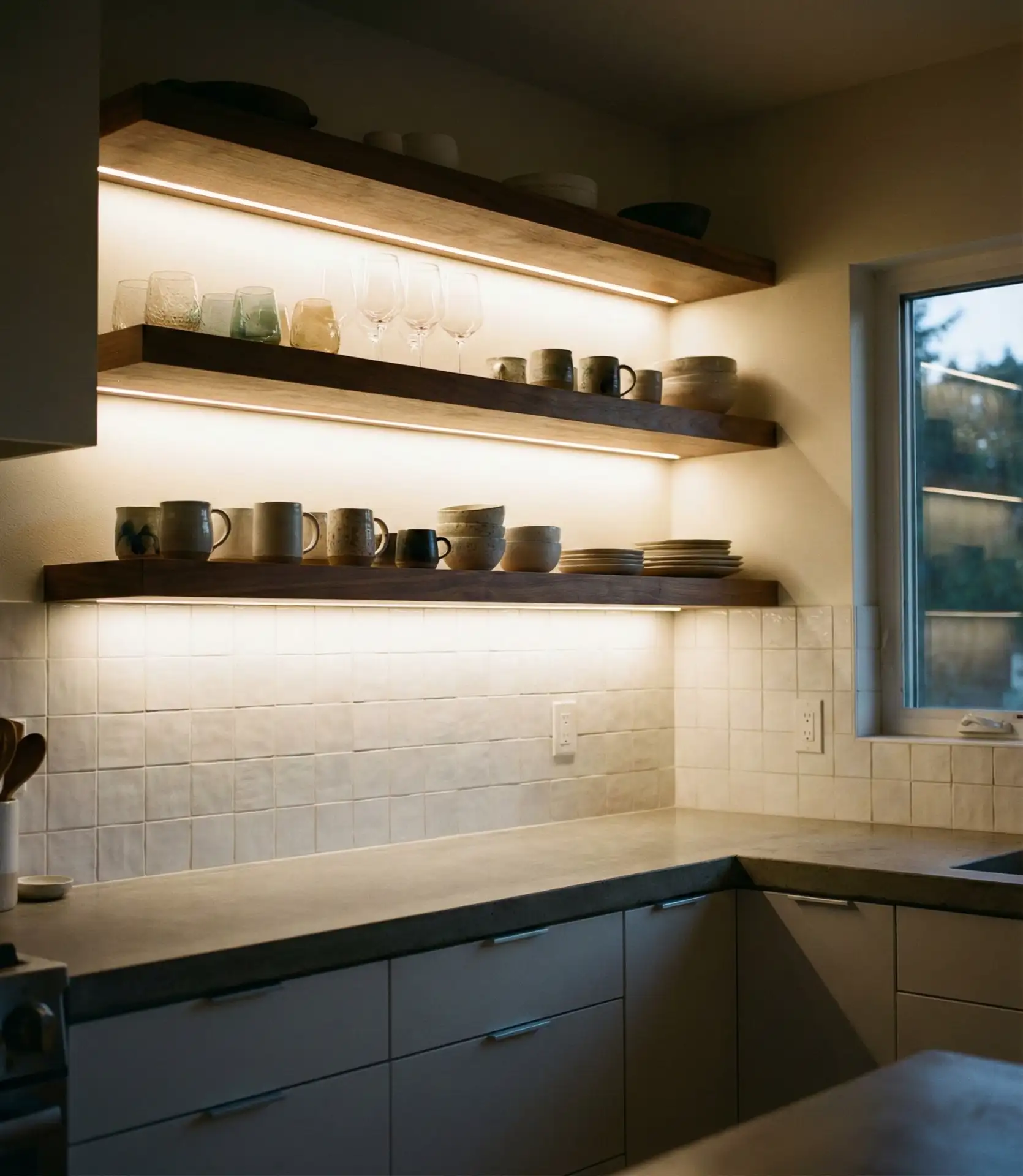 Floating Shelves with Integrated Lighting 1