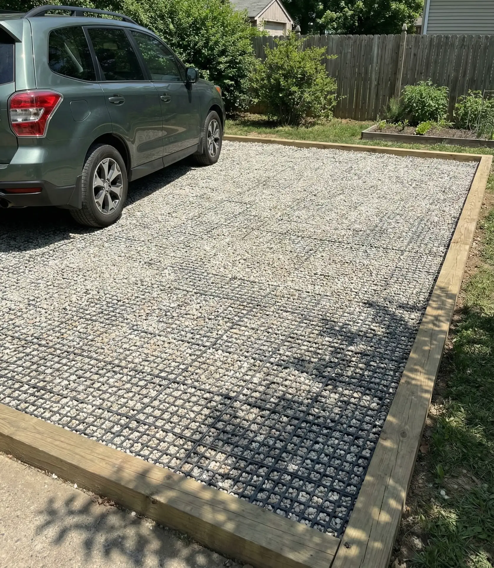 Gravel Parking Pad with Permeable Grid 1