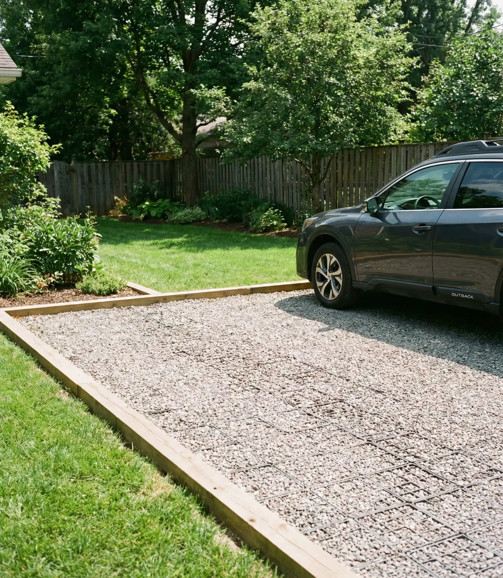 Gravel Parking Pad with Permeable Grid 2