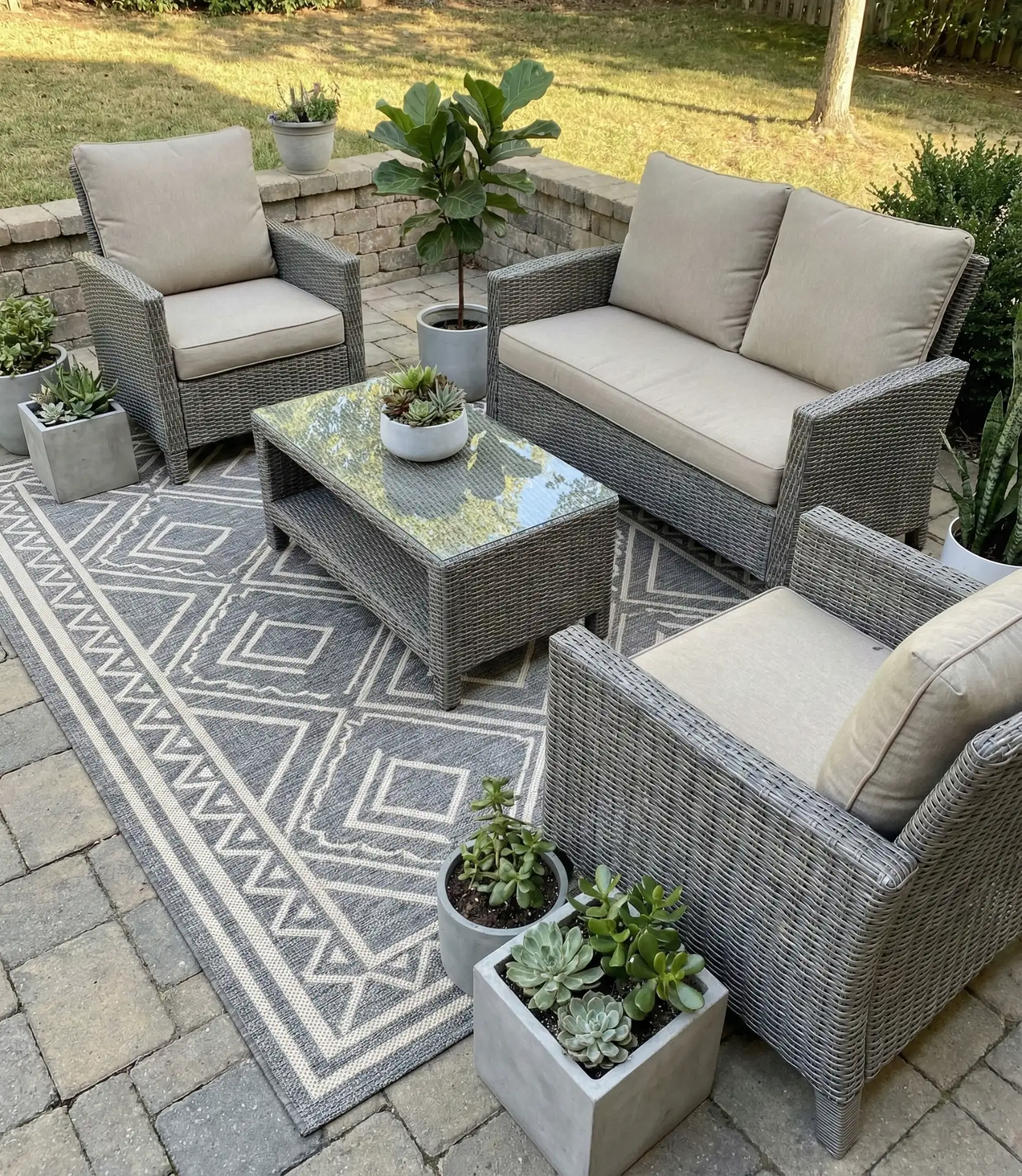 Gray Wicker Conversation Set 2