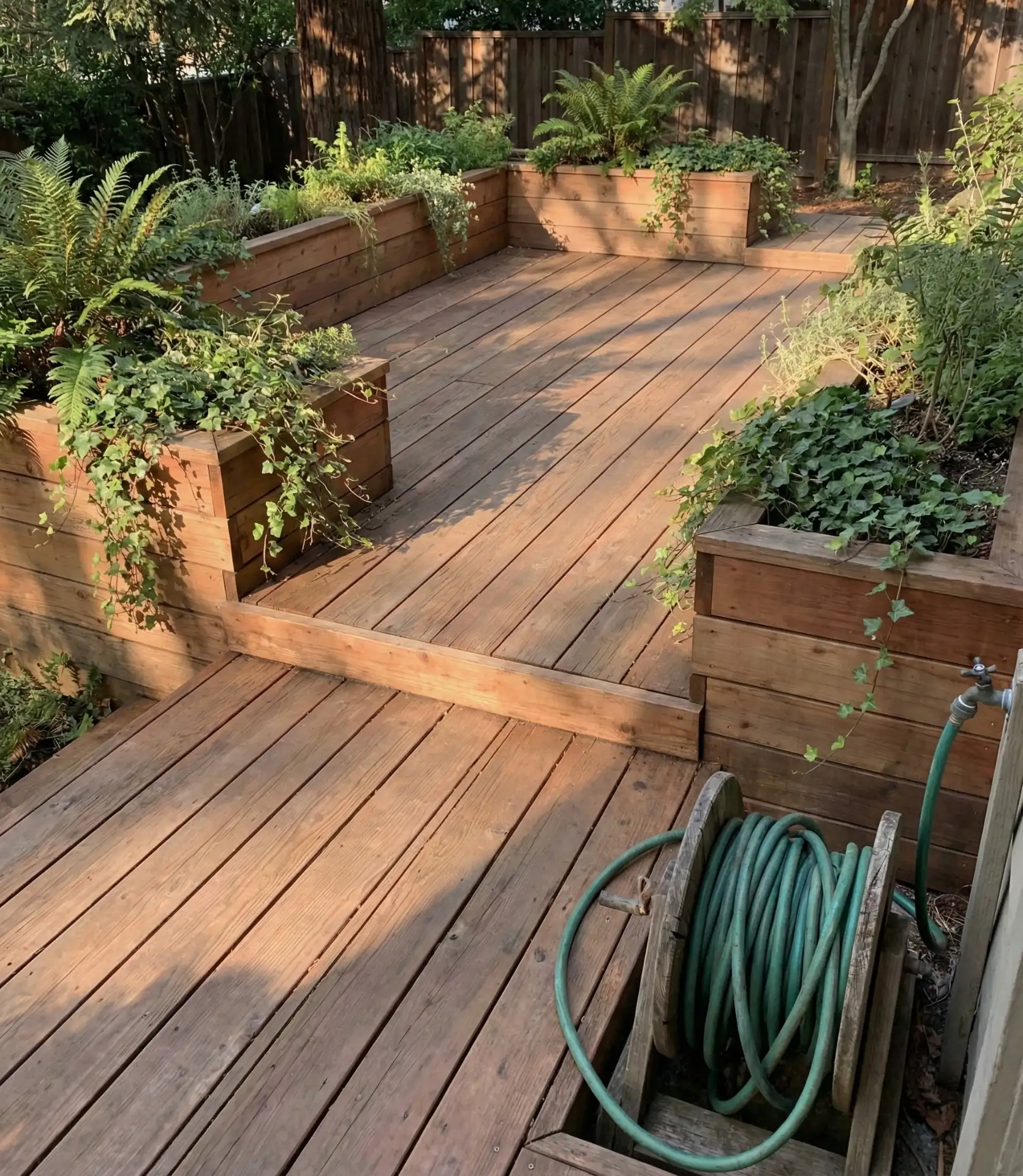 Ground Level Deck with Integrated Planters 1