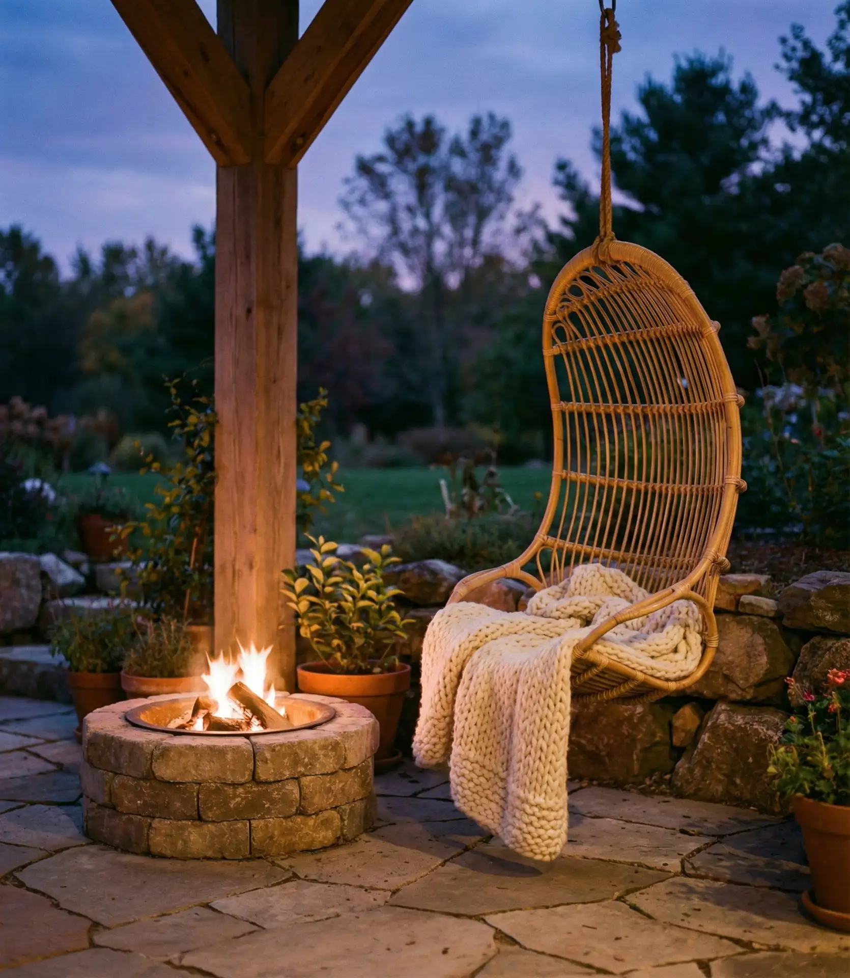 Hanging Chair with Fire Pit Combination 2