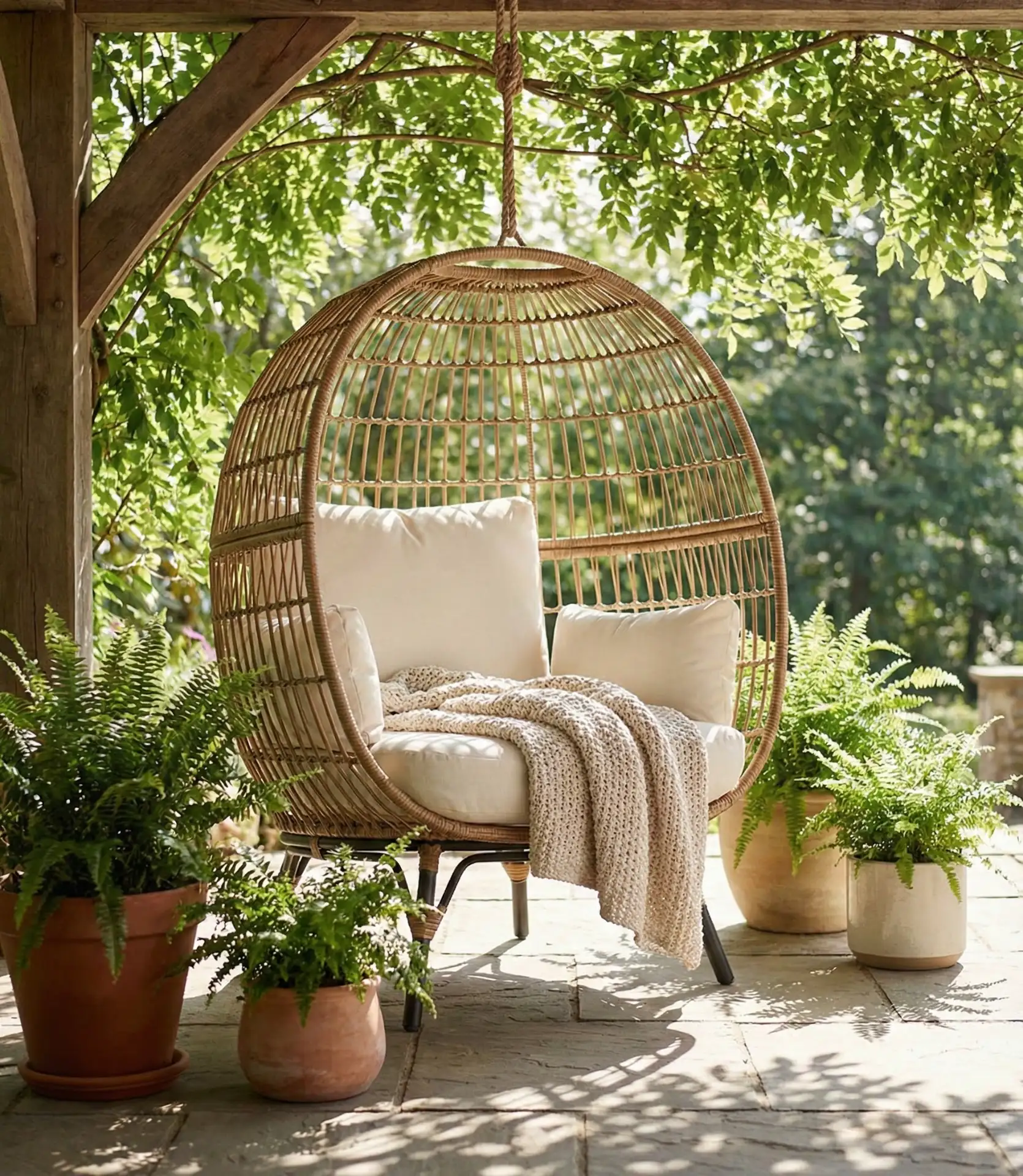 Hanging Egg Chair with Cozy Textiles 2