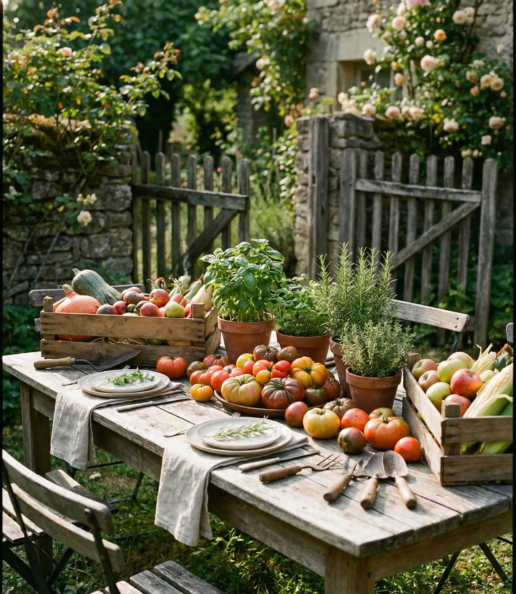Harvest Table with Seasonal Produce Display 1