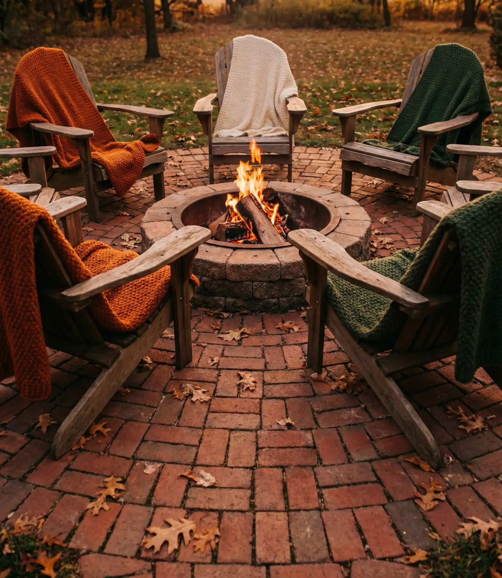 Heritage Brick Paver Patio with Fire Pit and Outdoor Seating 1
