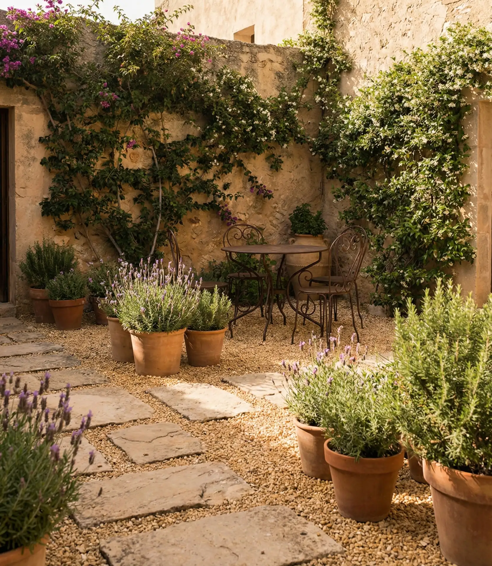 Ideas Paving Stones Pea Gravel Mediterranean Courtyard 2