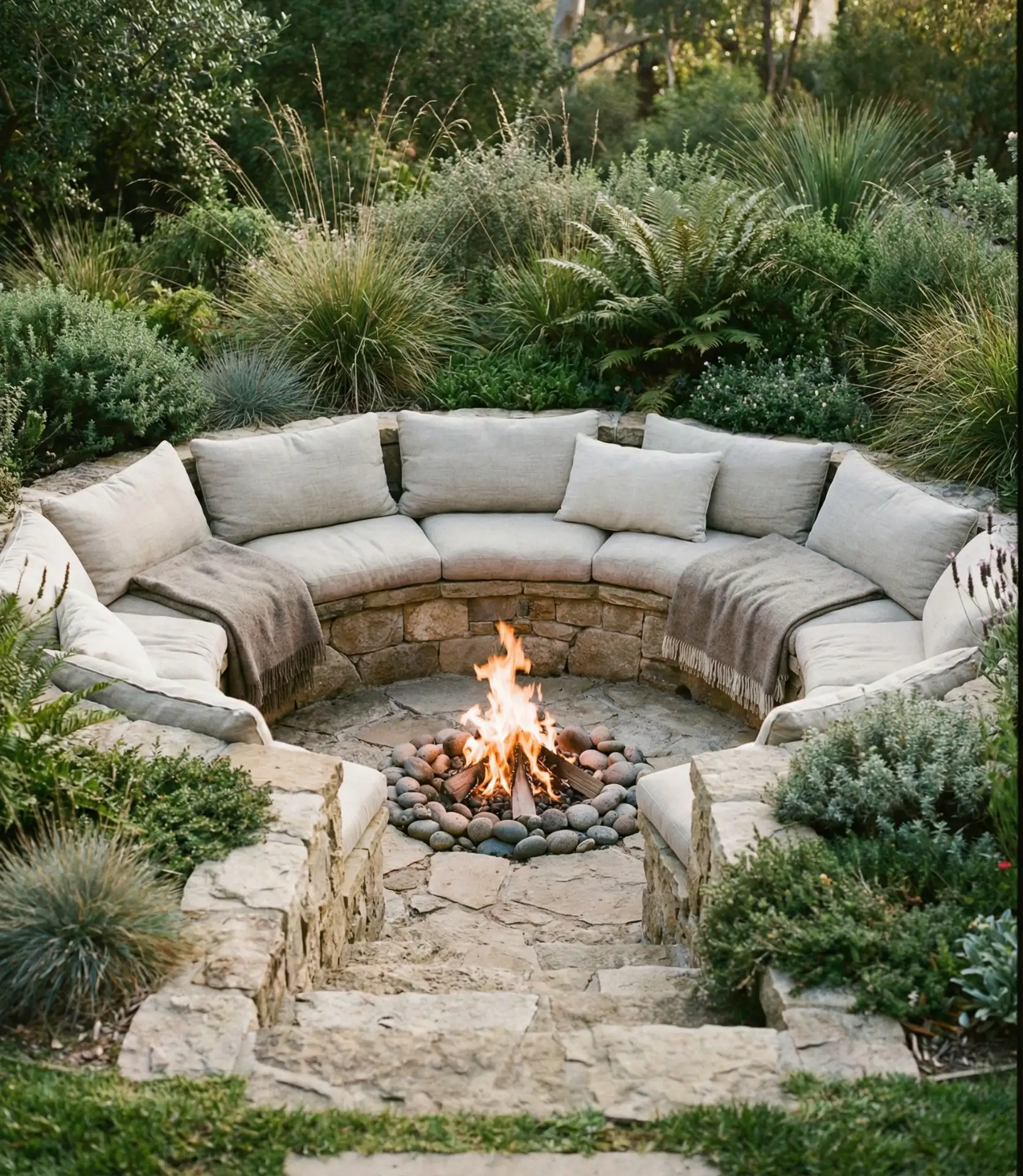 In-Ground Fire Pit with Sunken Conversation Area 1
