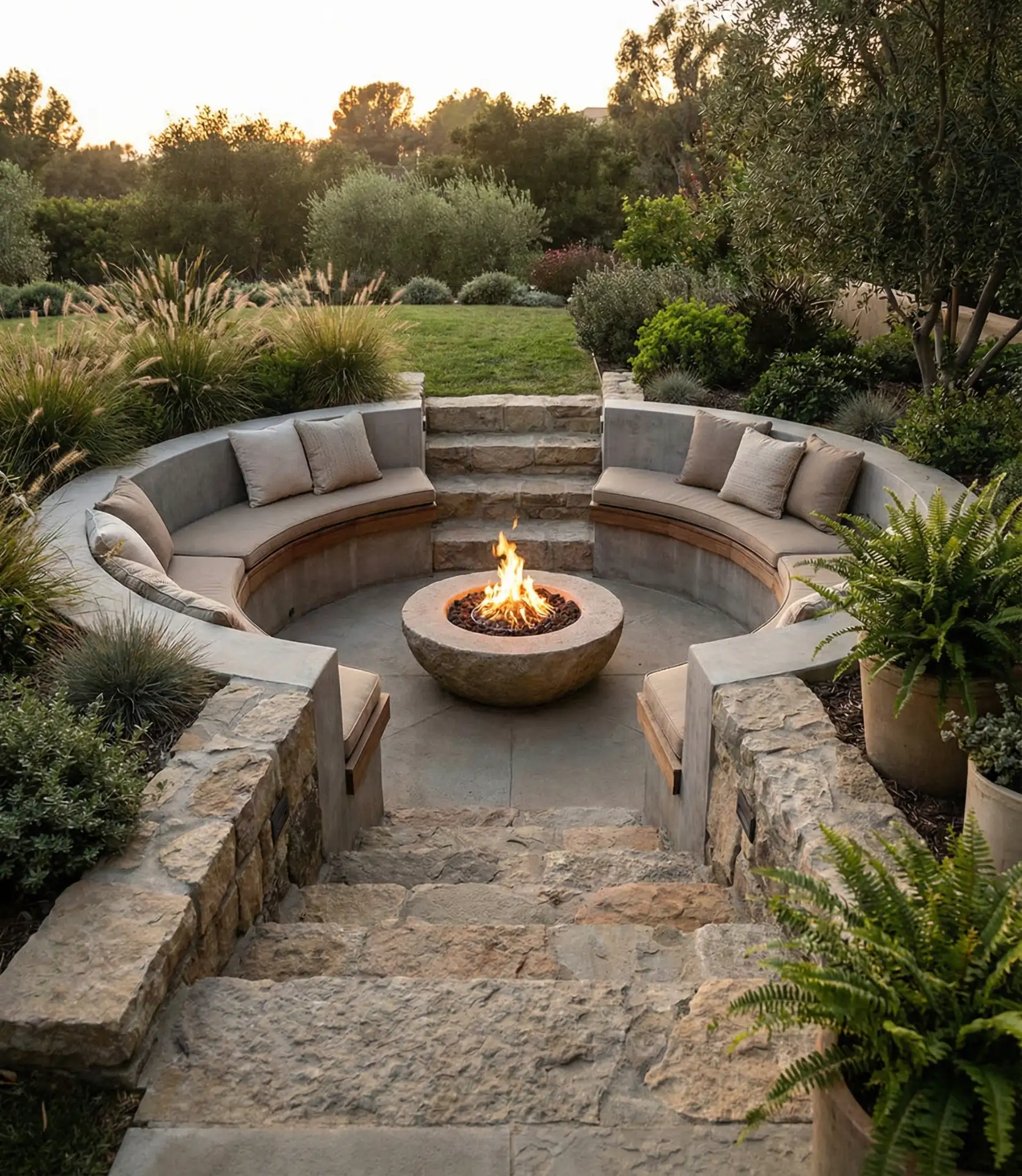In-Ground Fire Pit with Sunken Conversation Area 2