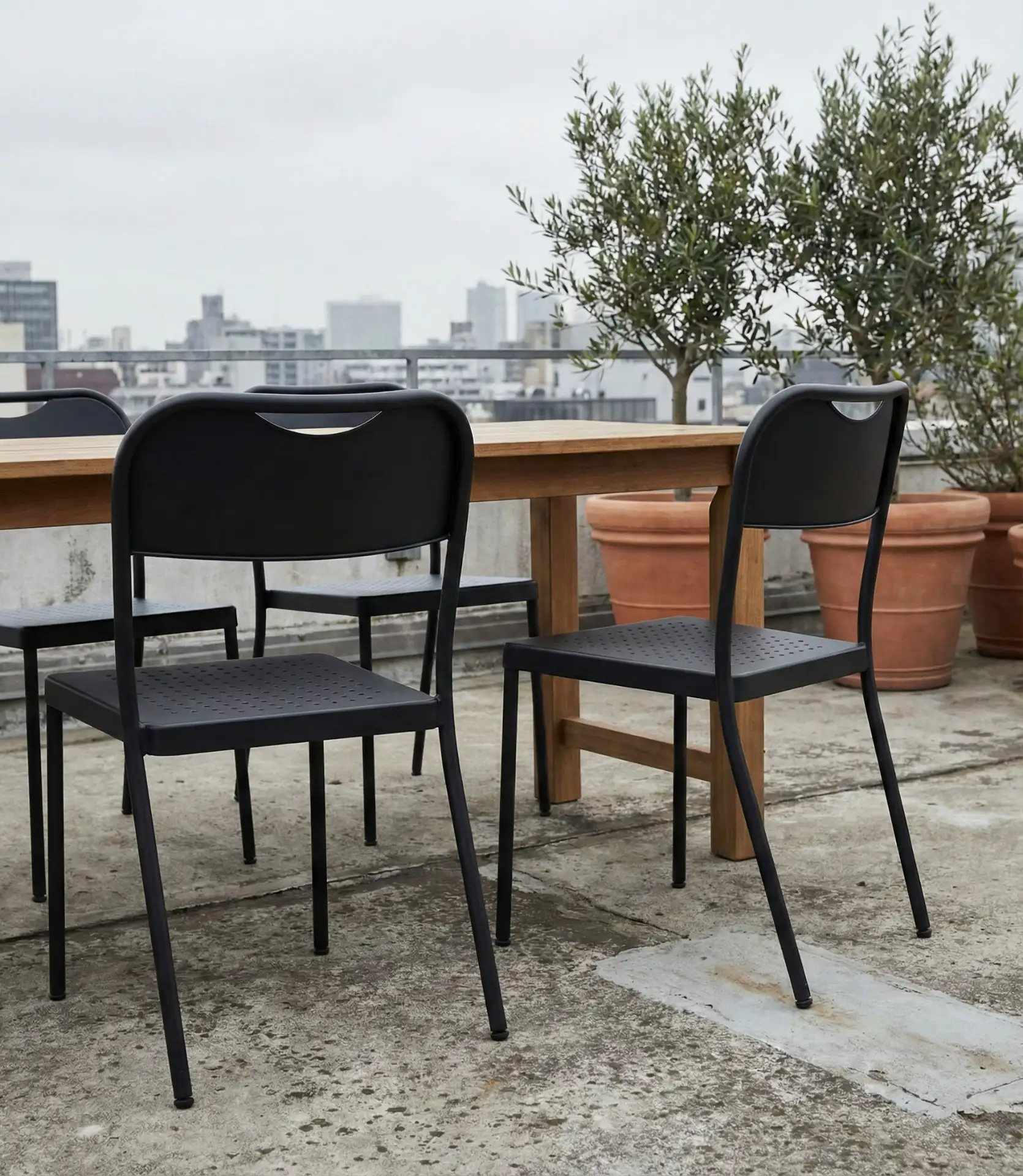 Industrial Black Metal Chairs for Urban Patios 2