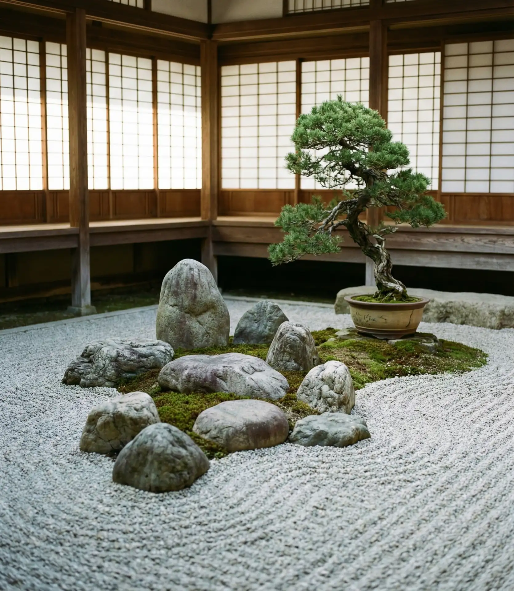 Japanese-Inspired Zen Garden with River Rocks 2