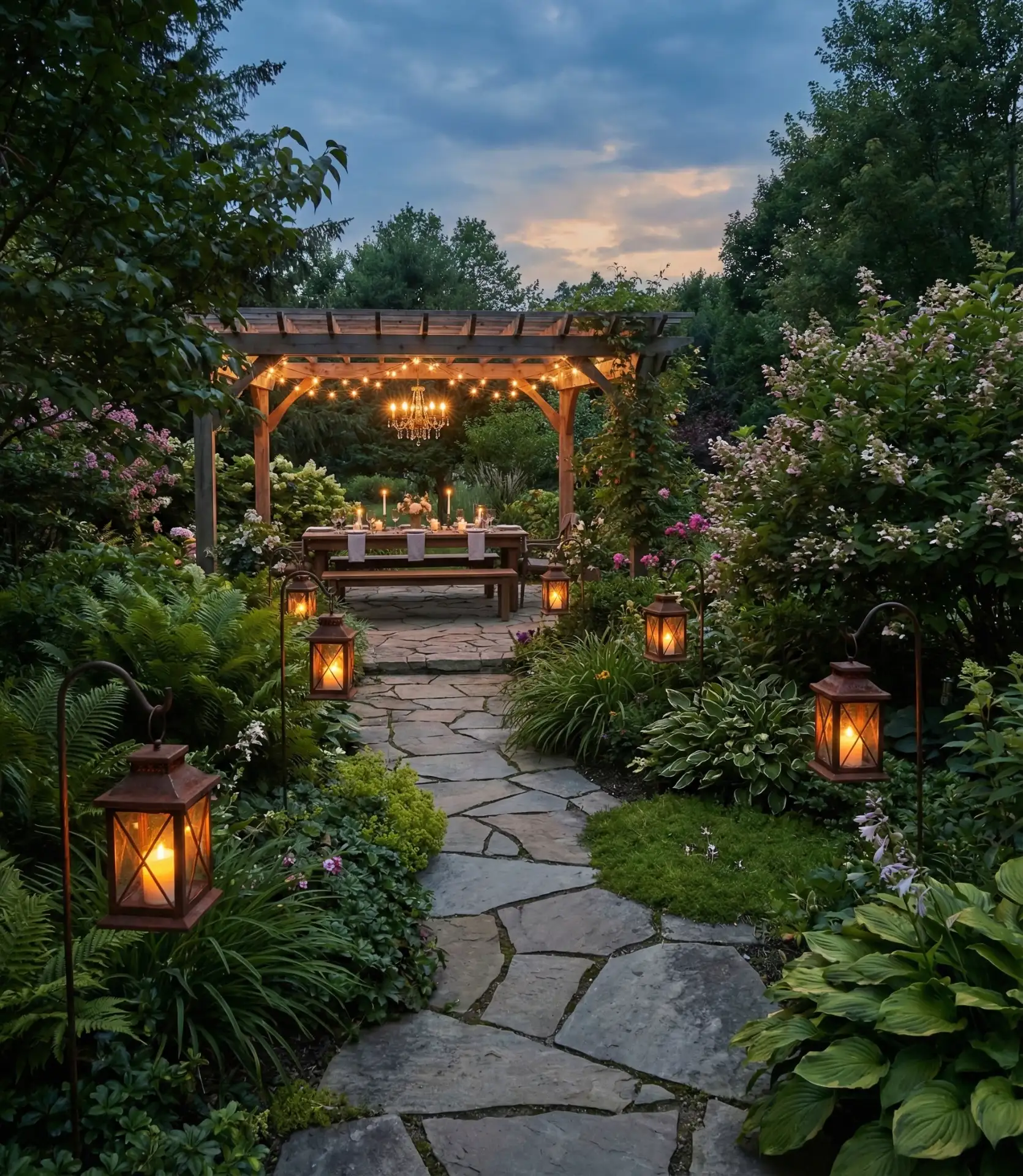 Lantern-Lit Pathway Dining Zone 1