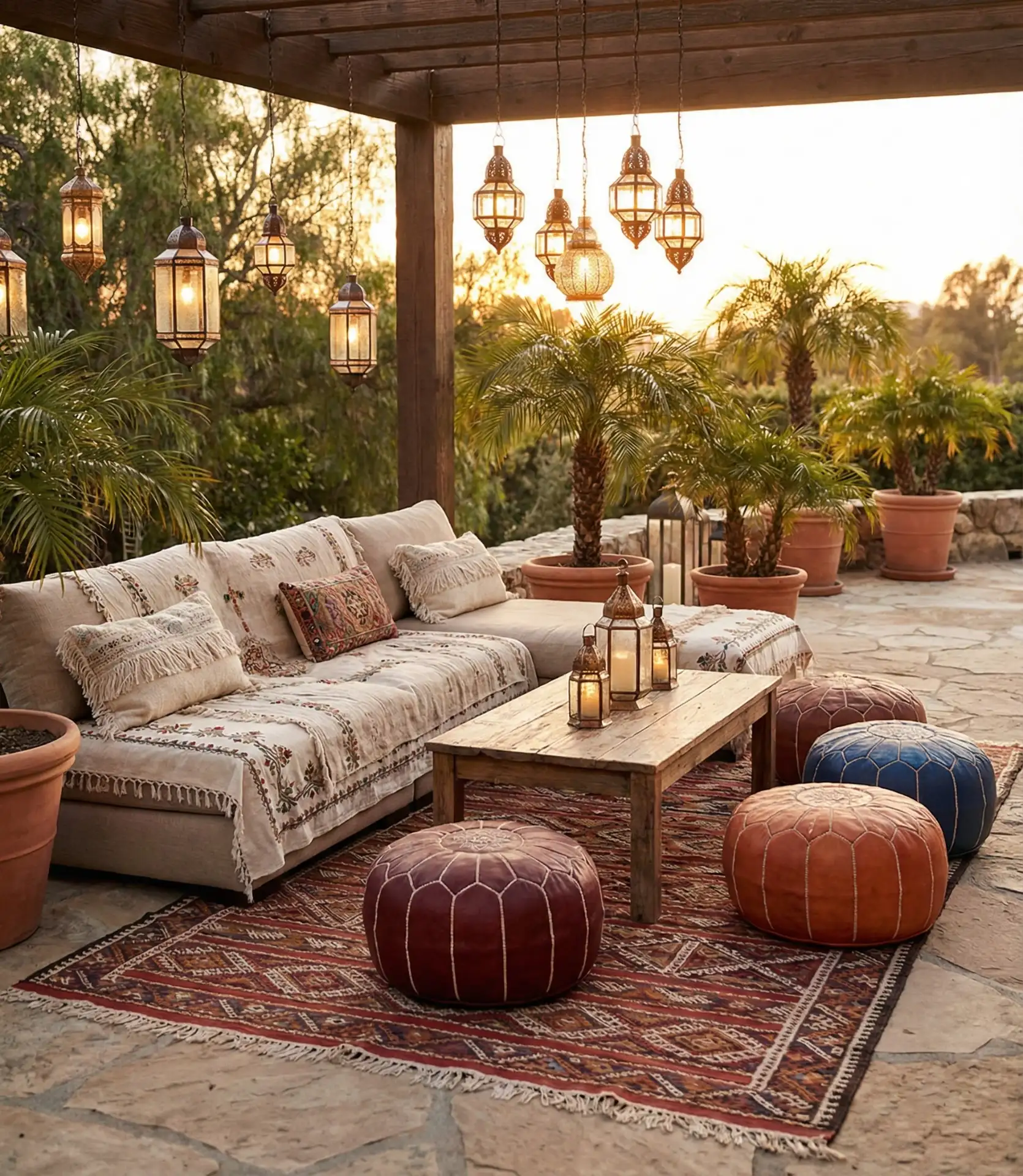 Layered Lounge Area with Moroccan Textiles 1