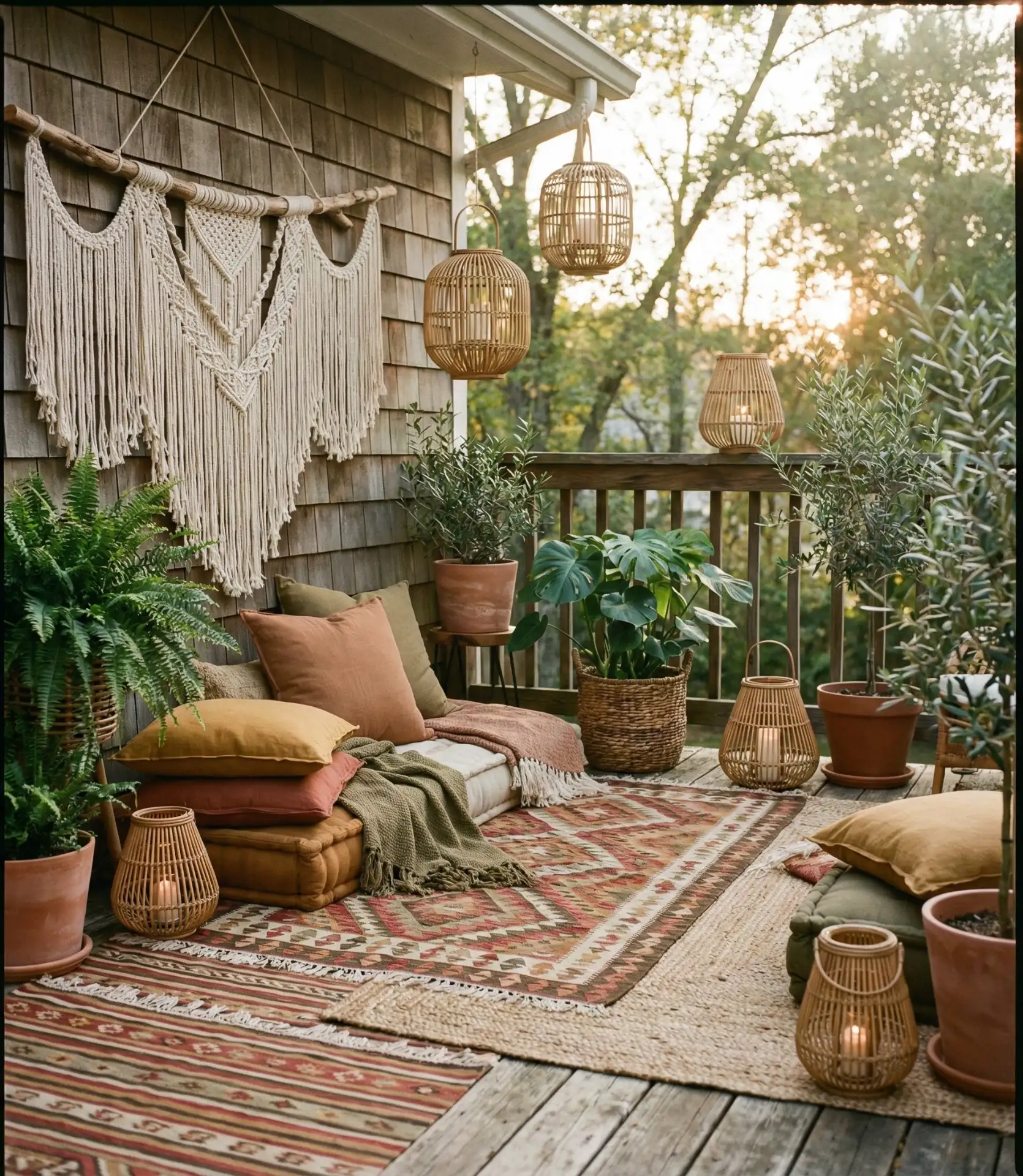 Layered Textile Lounge with Boho Accents 1