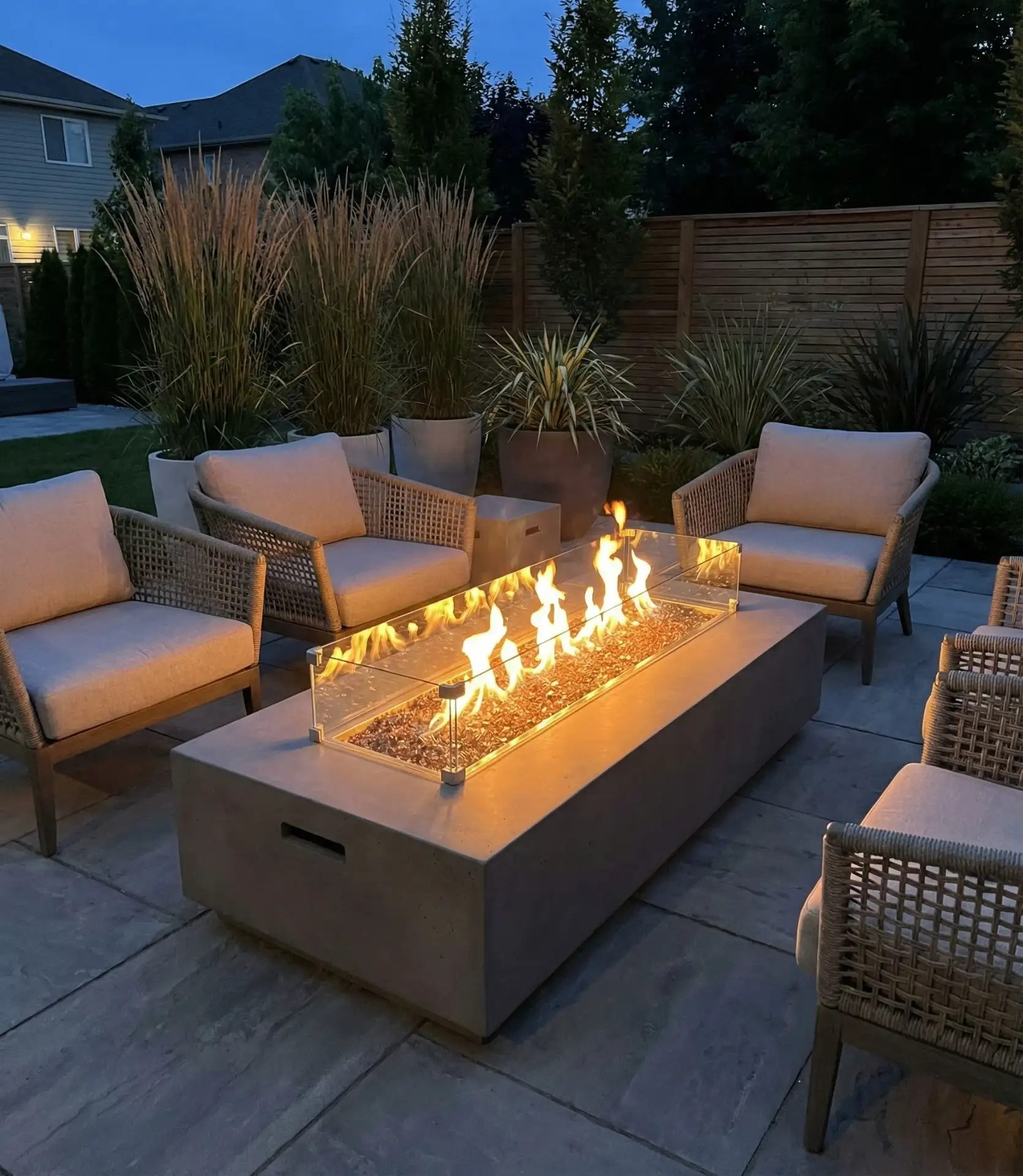 Low-Profile Fire Table with Surrounding Seating 1