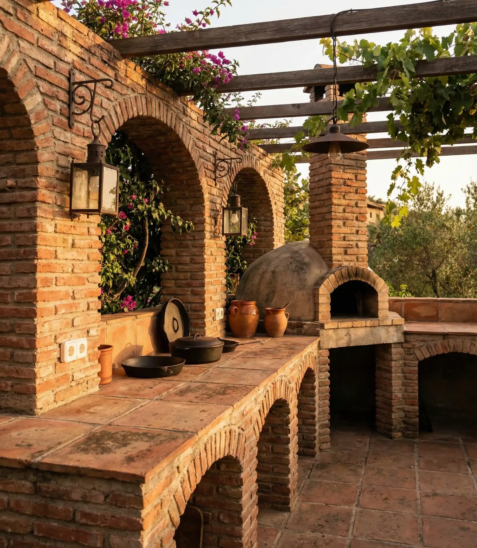 Mediterranean-Inspired Brick Kitchen 2