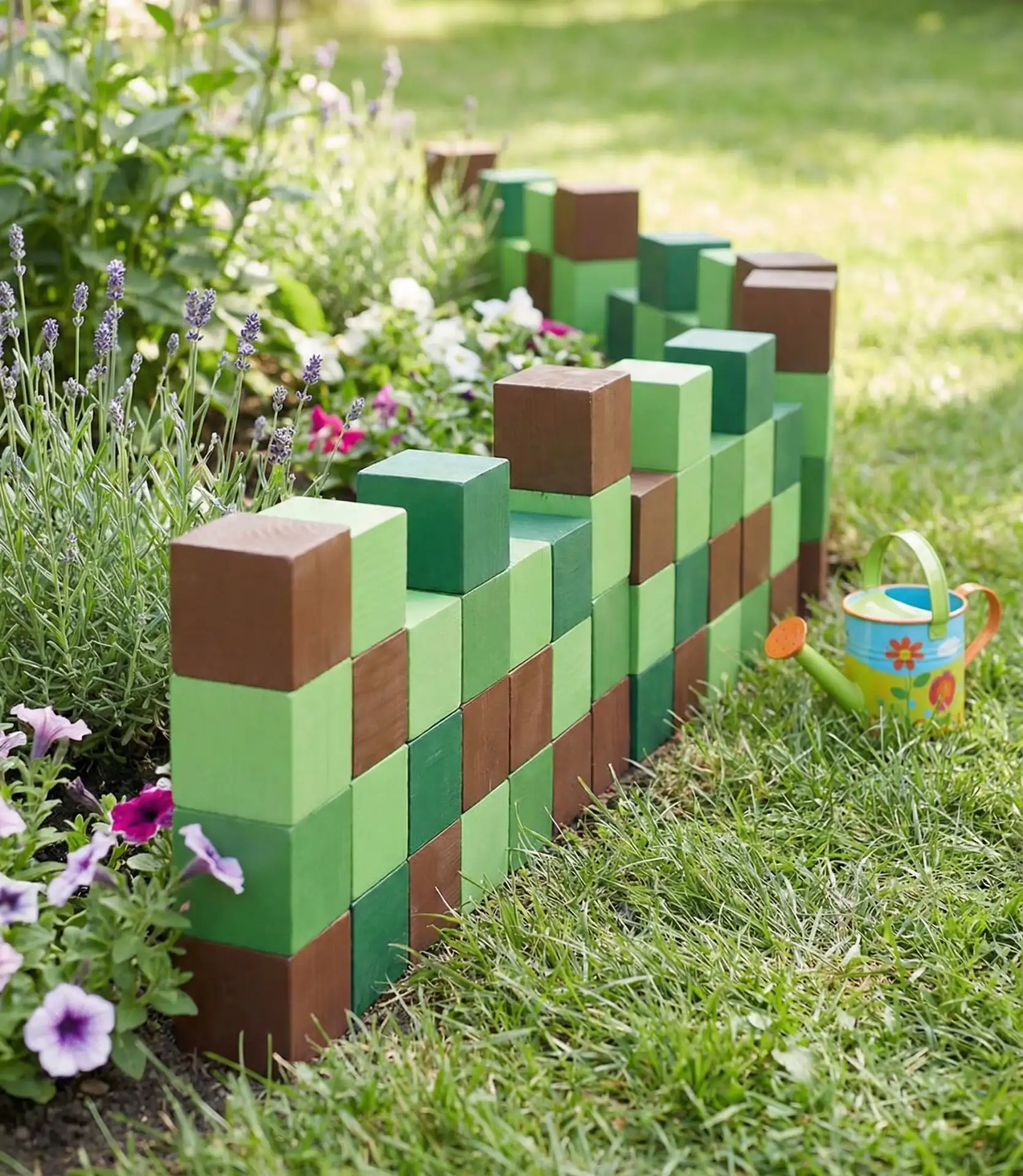Minecraft-Inspired Blocky Garden Border 1