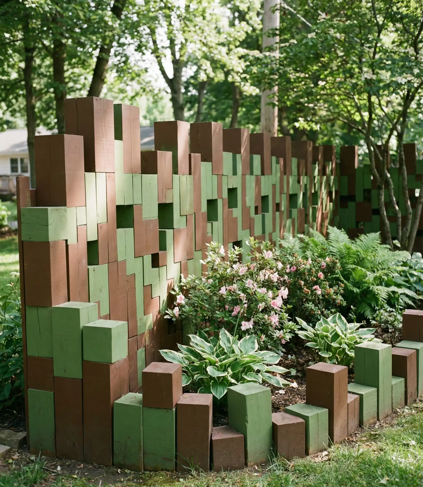 Minecraft-Inspired Blocky Garden Border 2