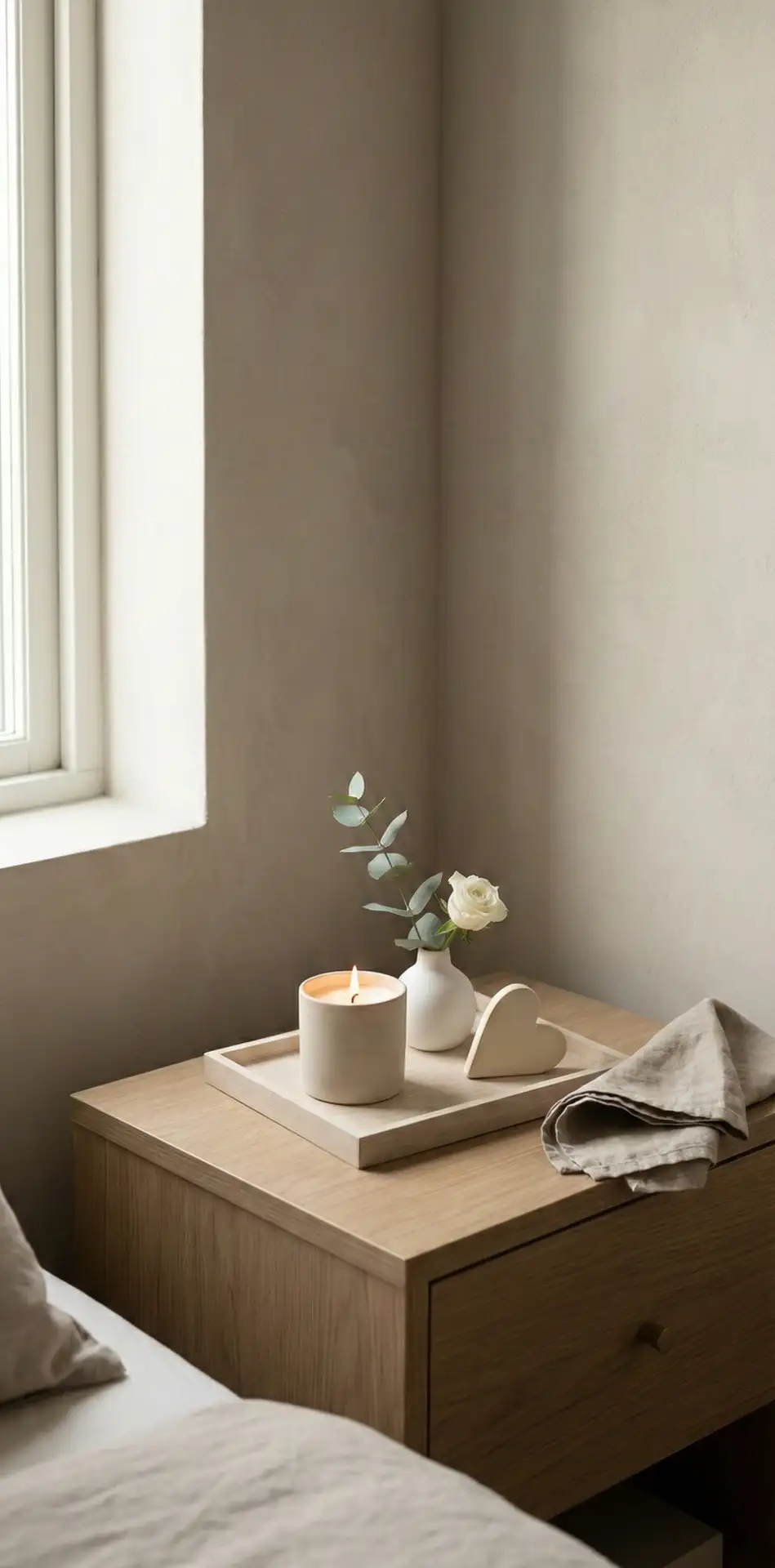 Minimal Valentine Nightstand Tray Styling 1