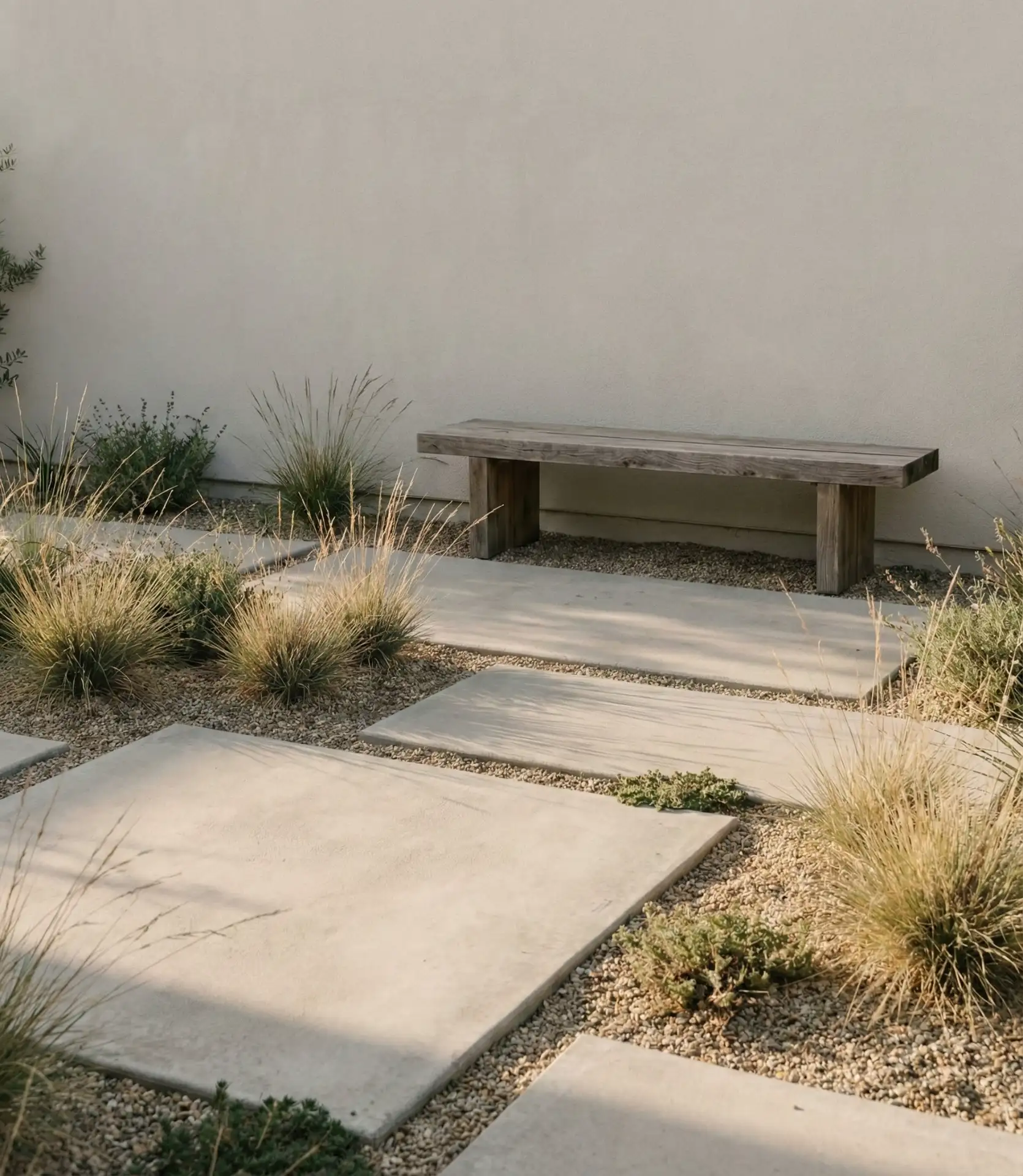 Minimalist Concrete Courtyard with Native Grasses 2