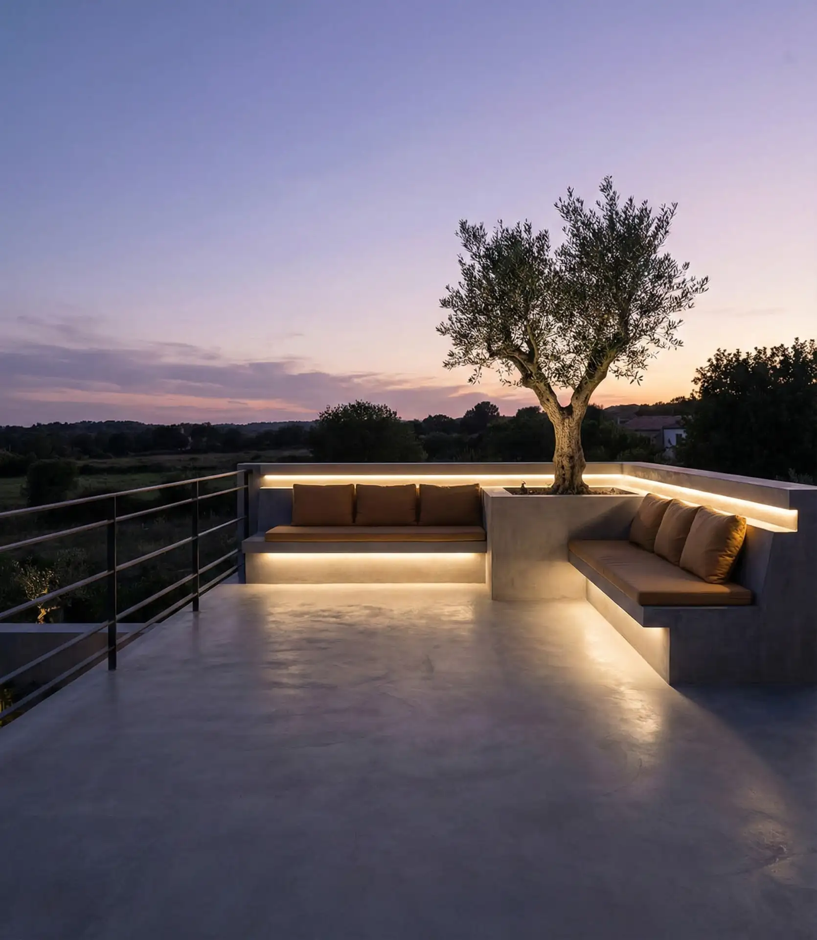 Minimalist Concrete Deck with Integrated Seating 1