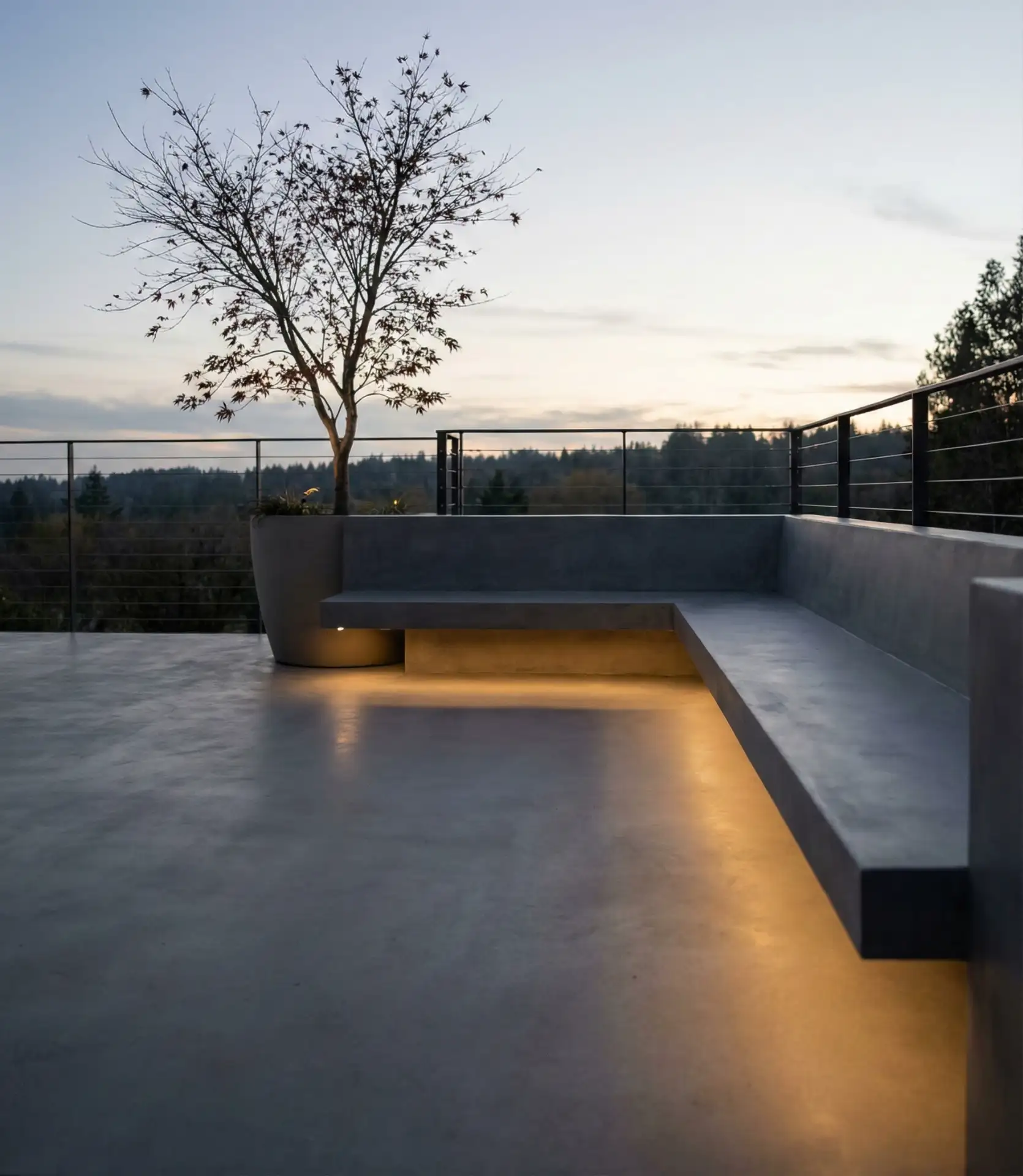 Minimalist Concrete Deck with Integrated Seating 2