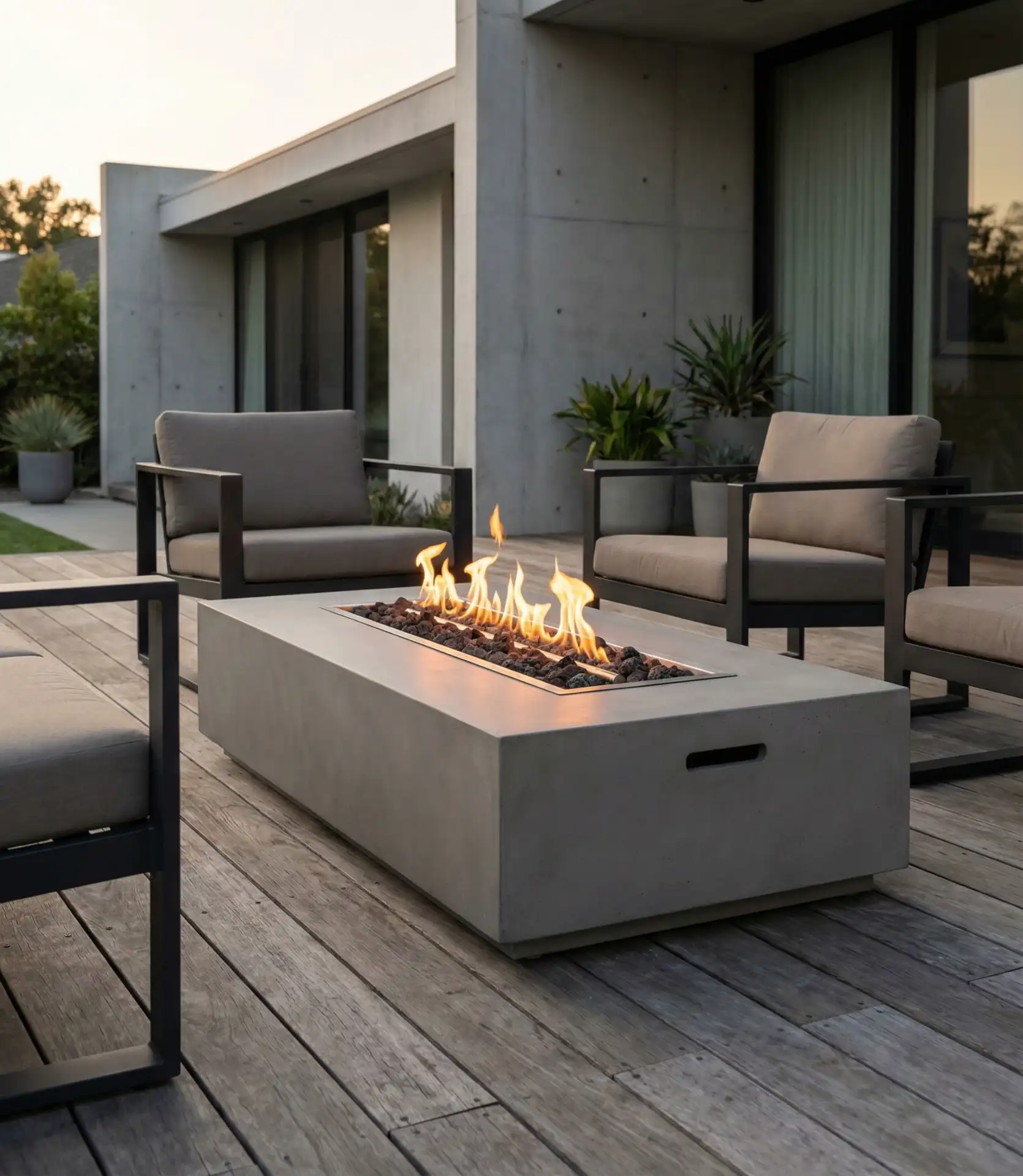 Minimalist Concrete Fire Table on Deck 1