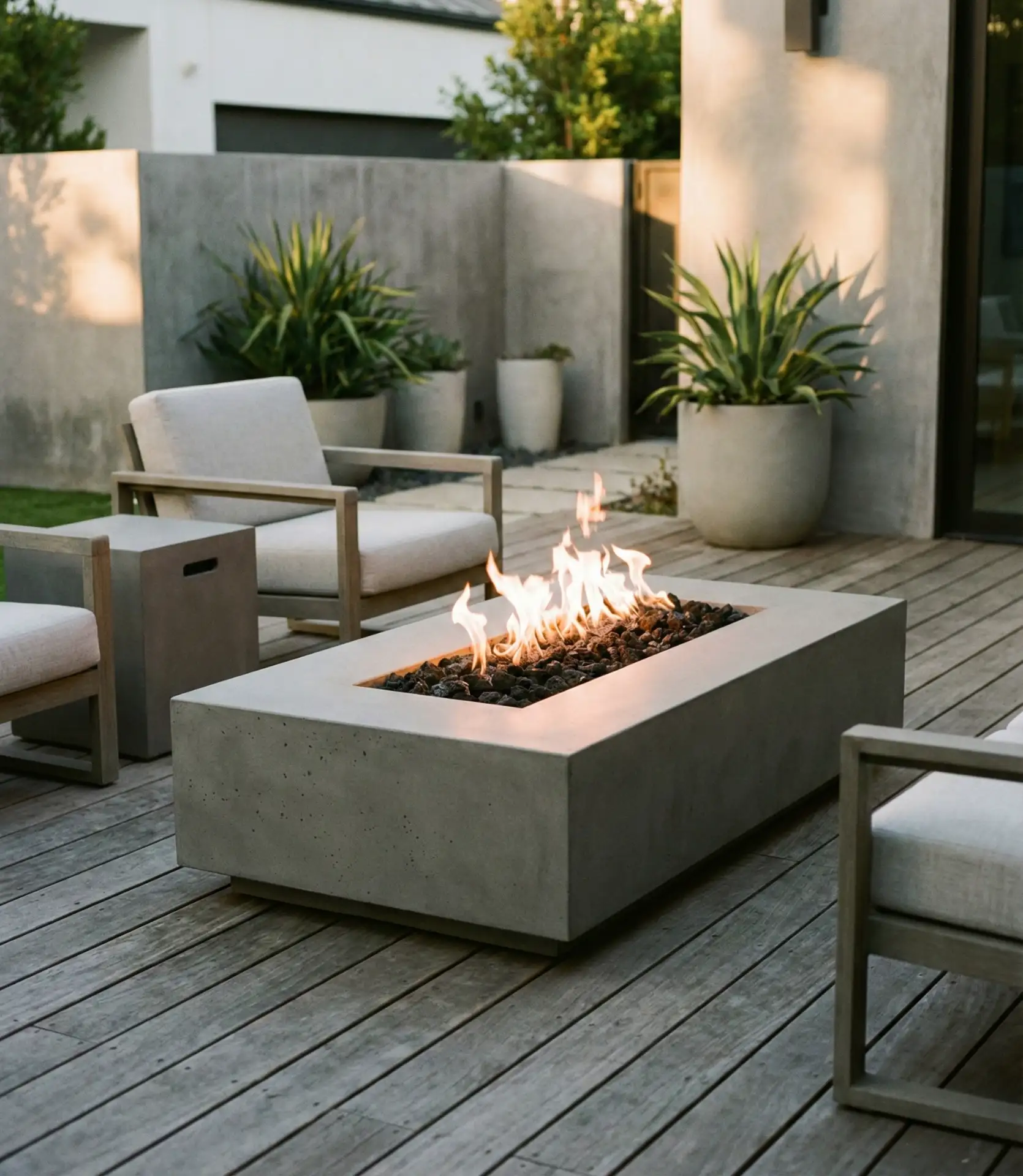 Minimalist Concrete Fire Table on Deck 2