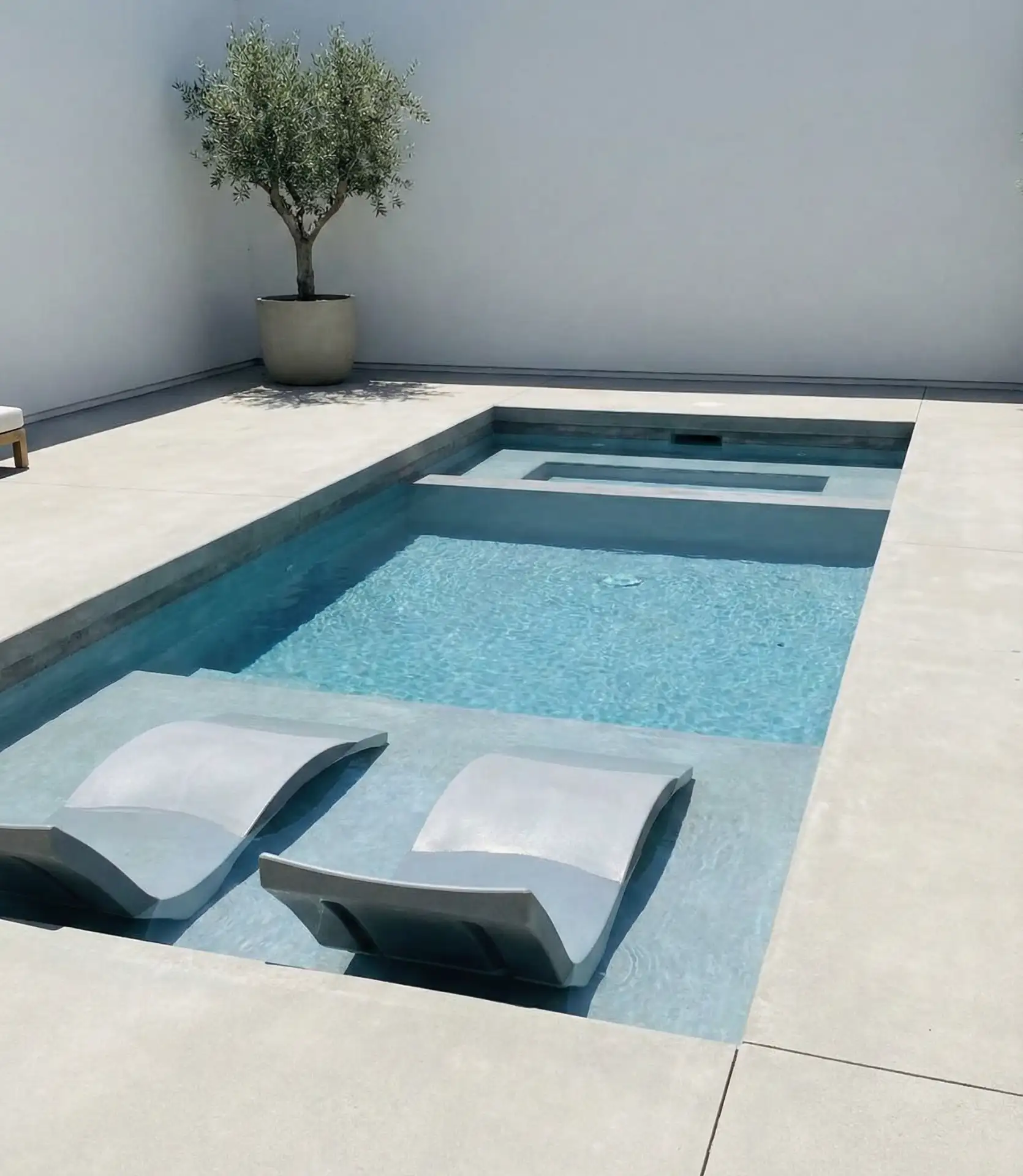 Minimalist Concrete Pool with Integrated Spa Shelf 1