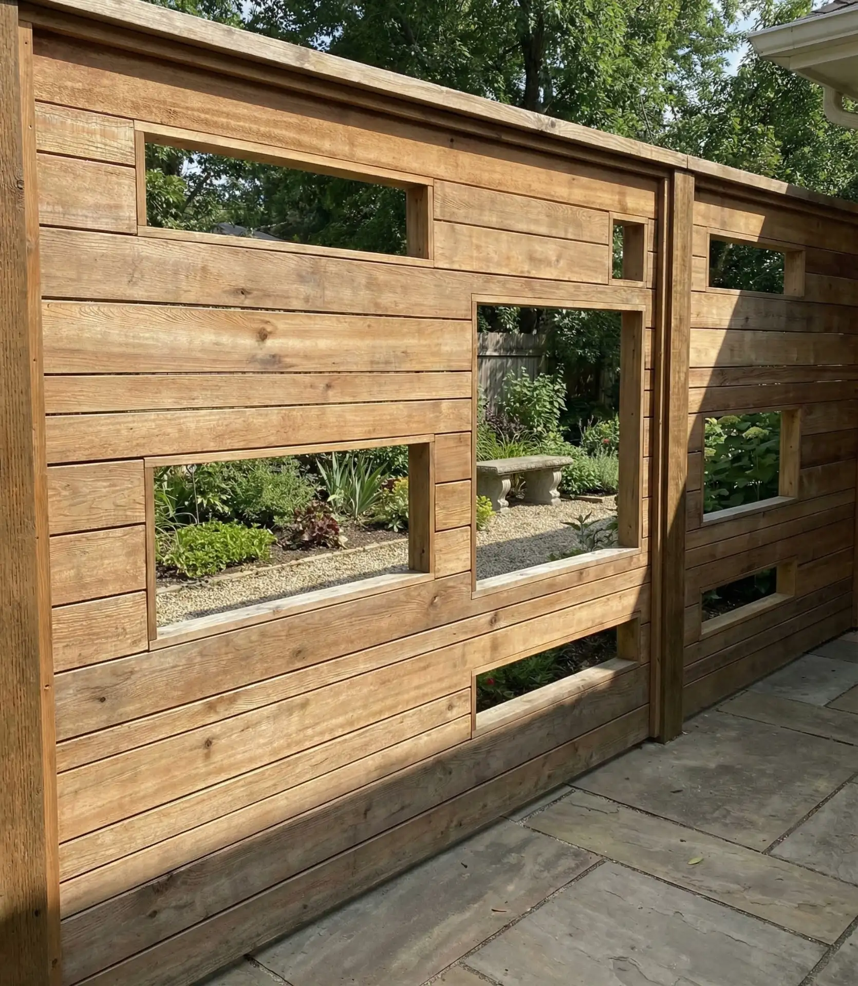 Mixed Height Privacy Fence with Window Cutouts 2