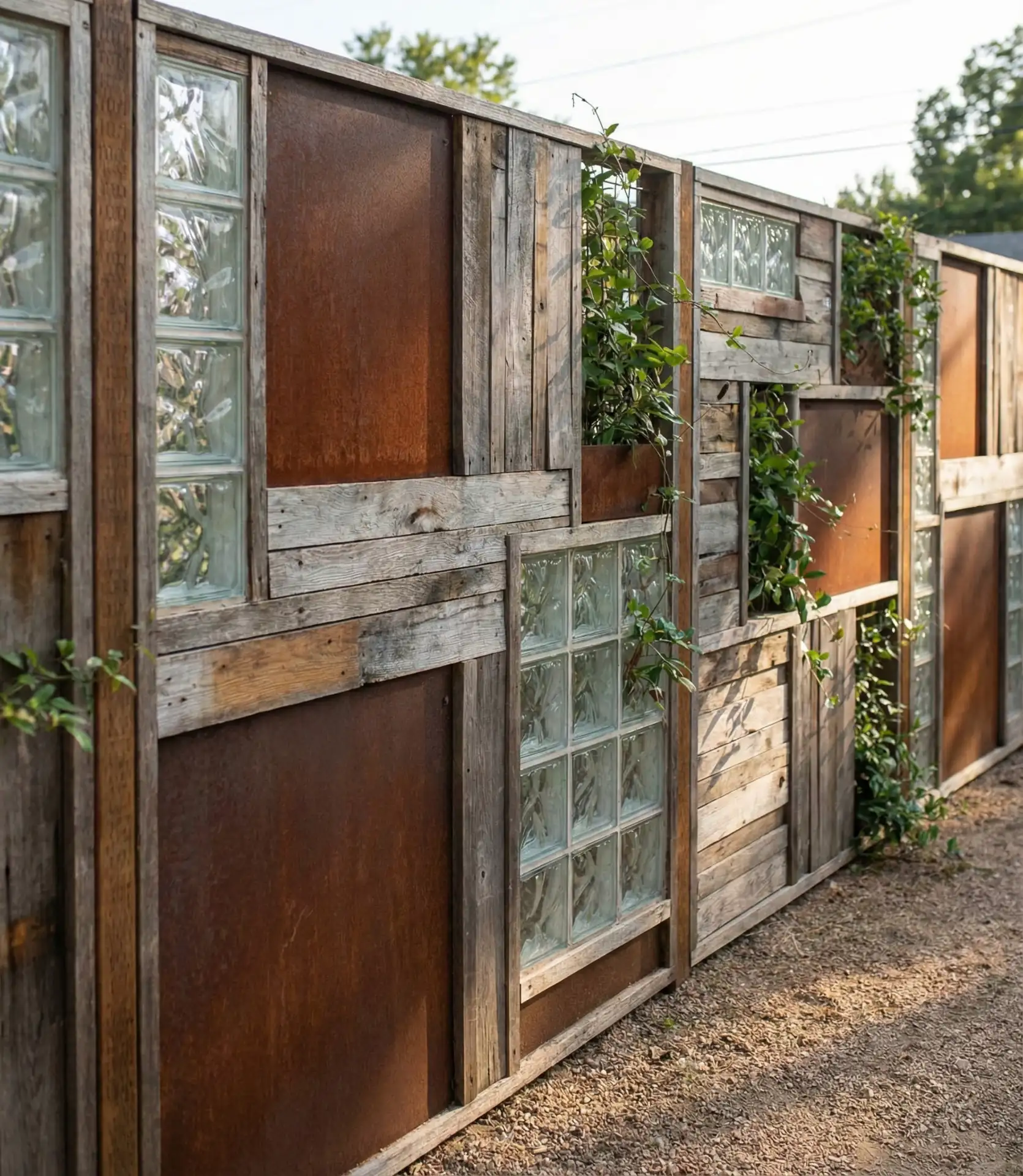 Mixed-Material Eclectic Statement Fence 2