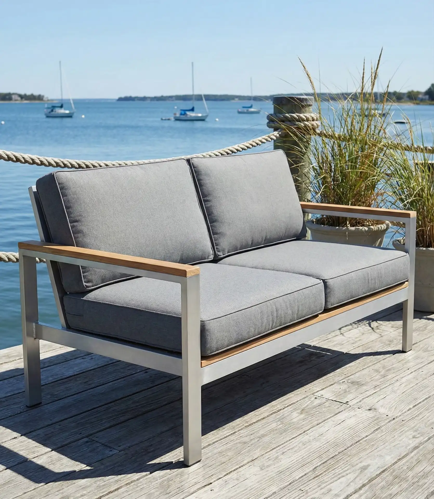 Modern Aluminum with Teak Accents 1