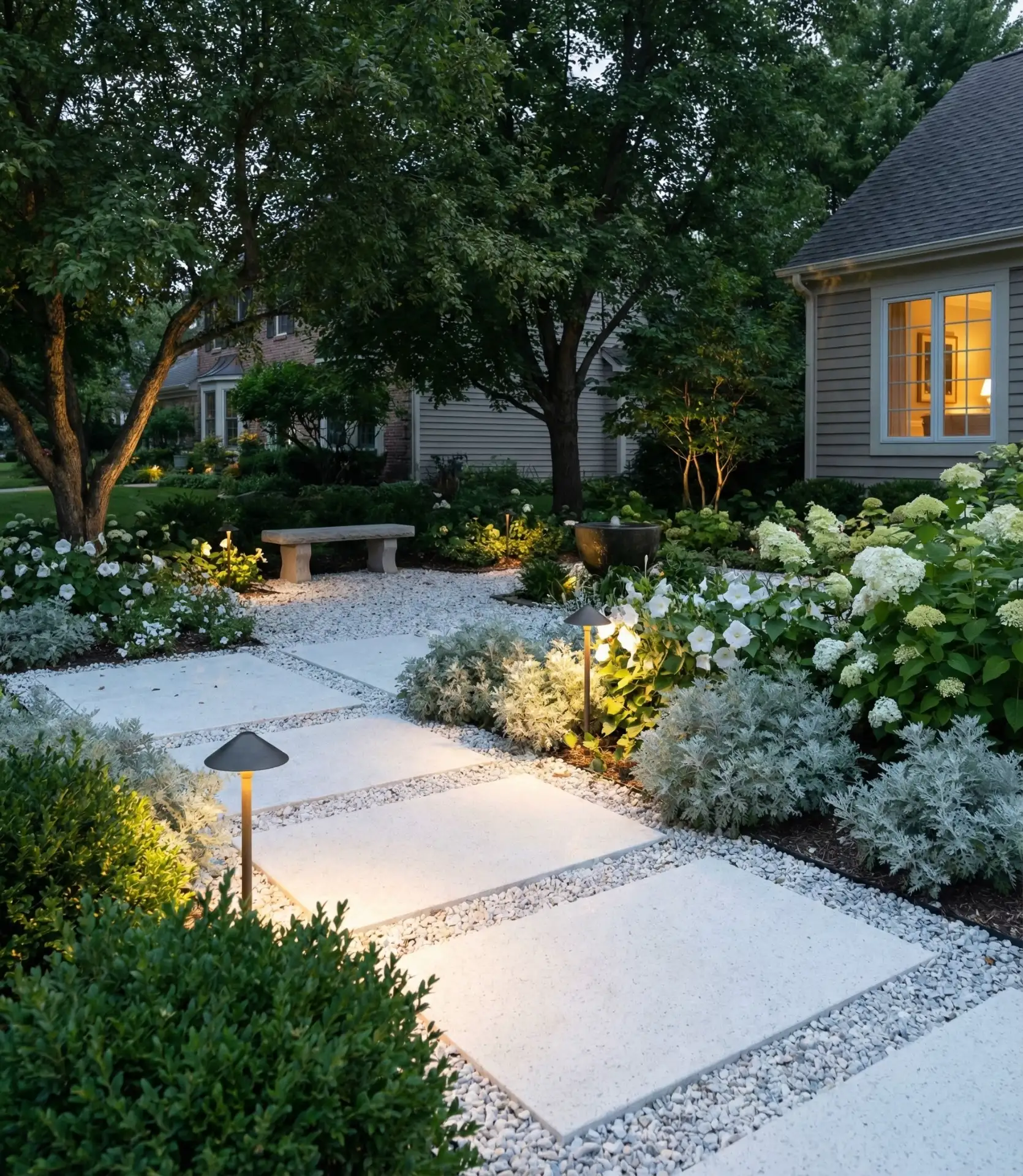 Moonlight Garden with White Rocks 1