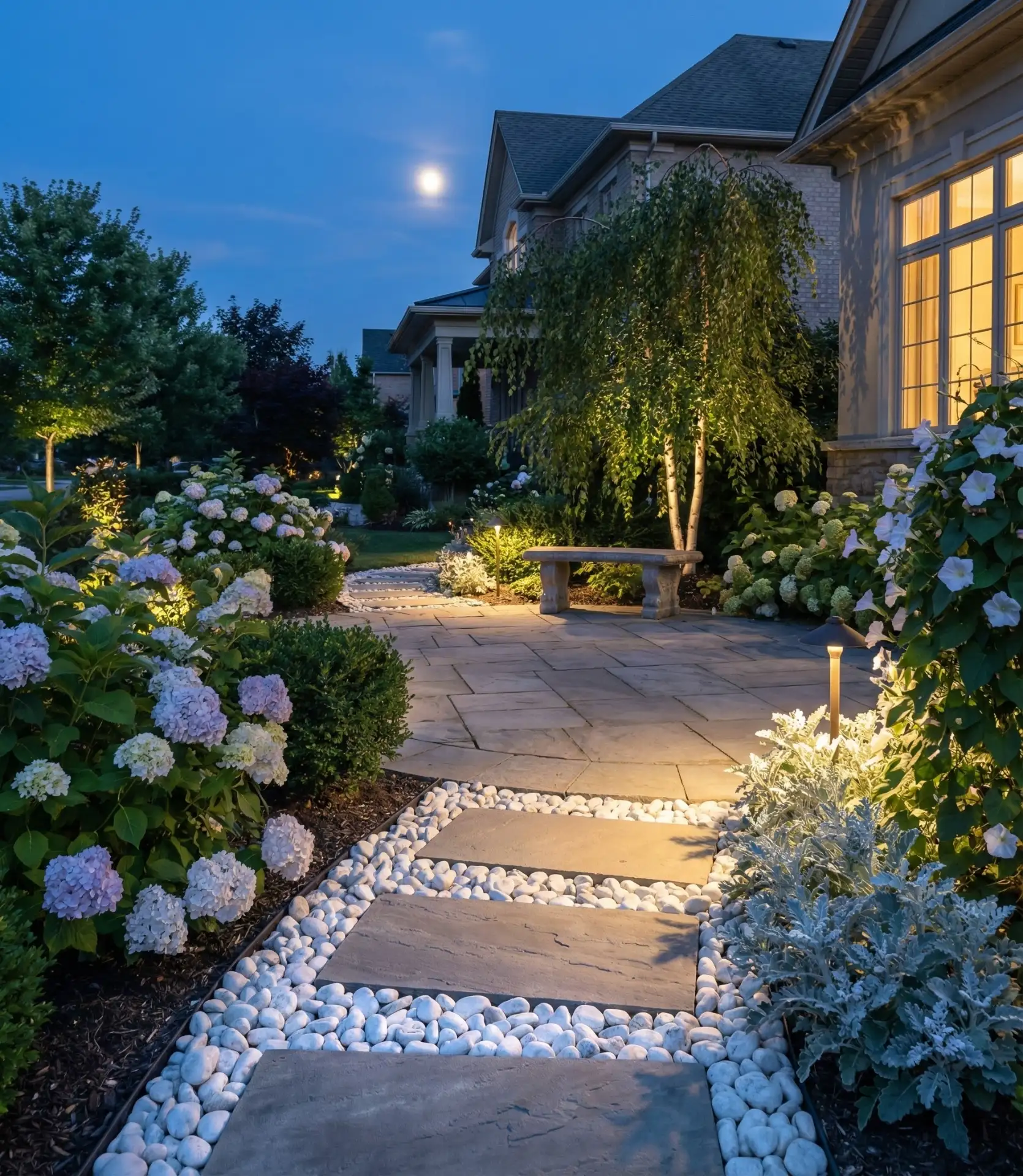 Moonlight Garden with White Rocks 2