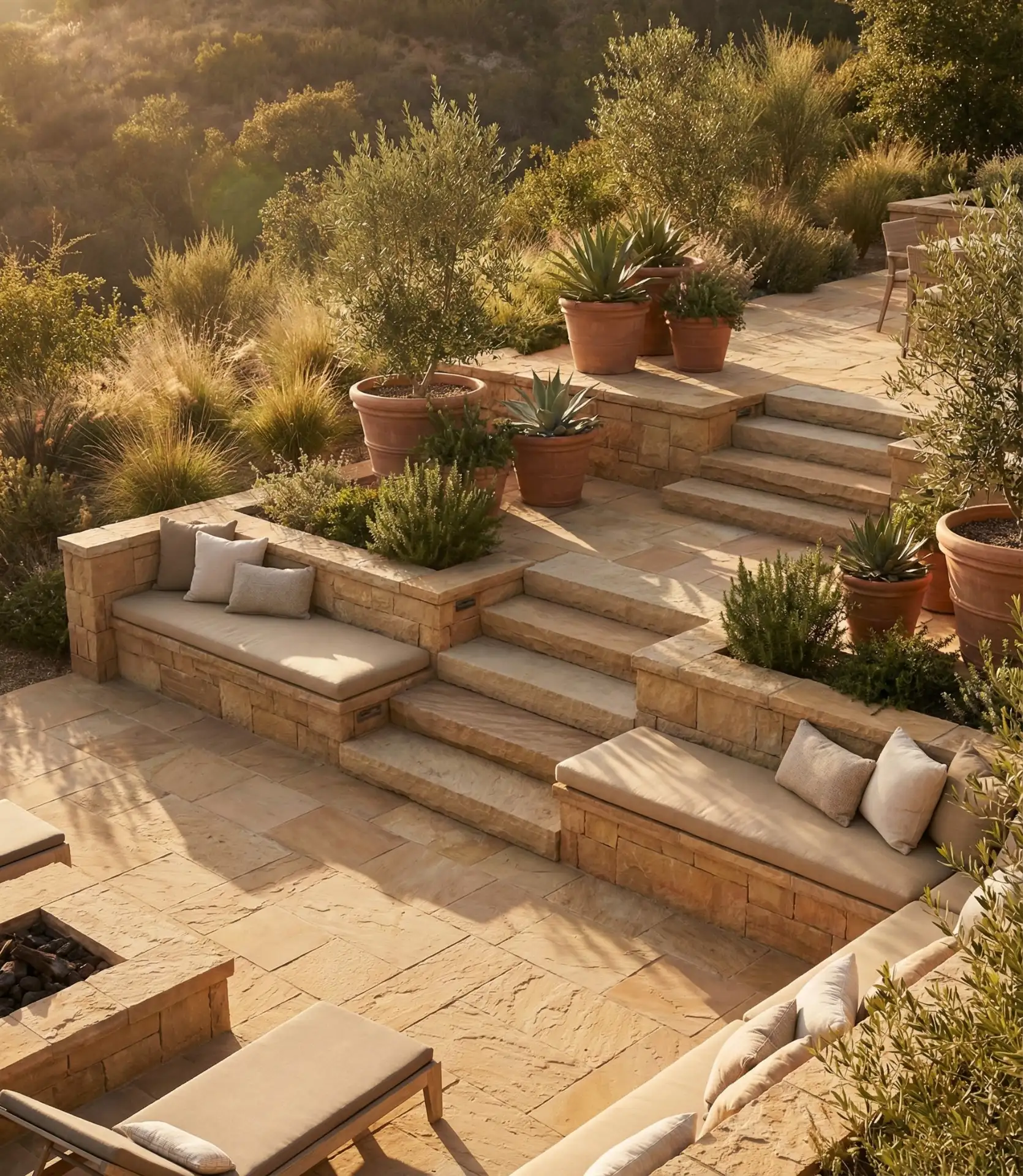 Multi-Level Raised Paver Patio with Integrated Steps 1