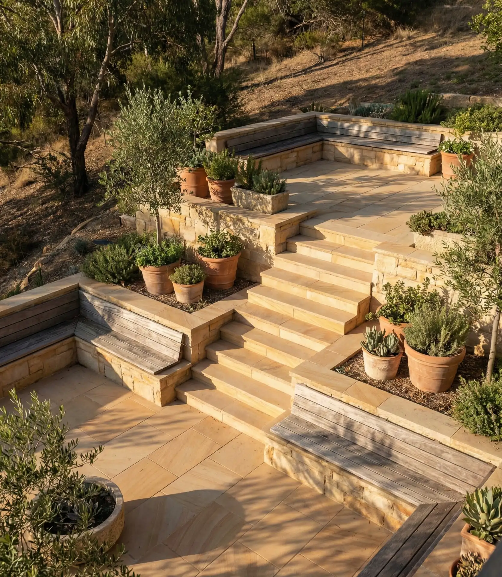 Multi-Level Raised Paver Patio with Integrated Steps 2