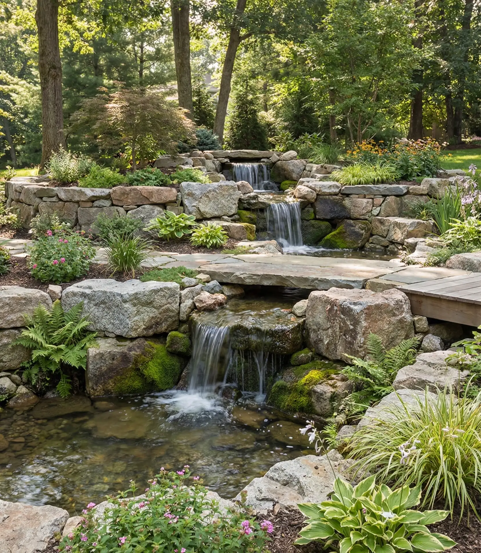 Multi-Level Rock Garden Waterfall 1