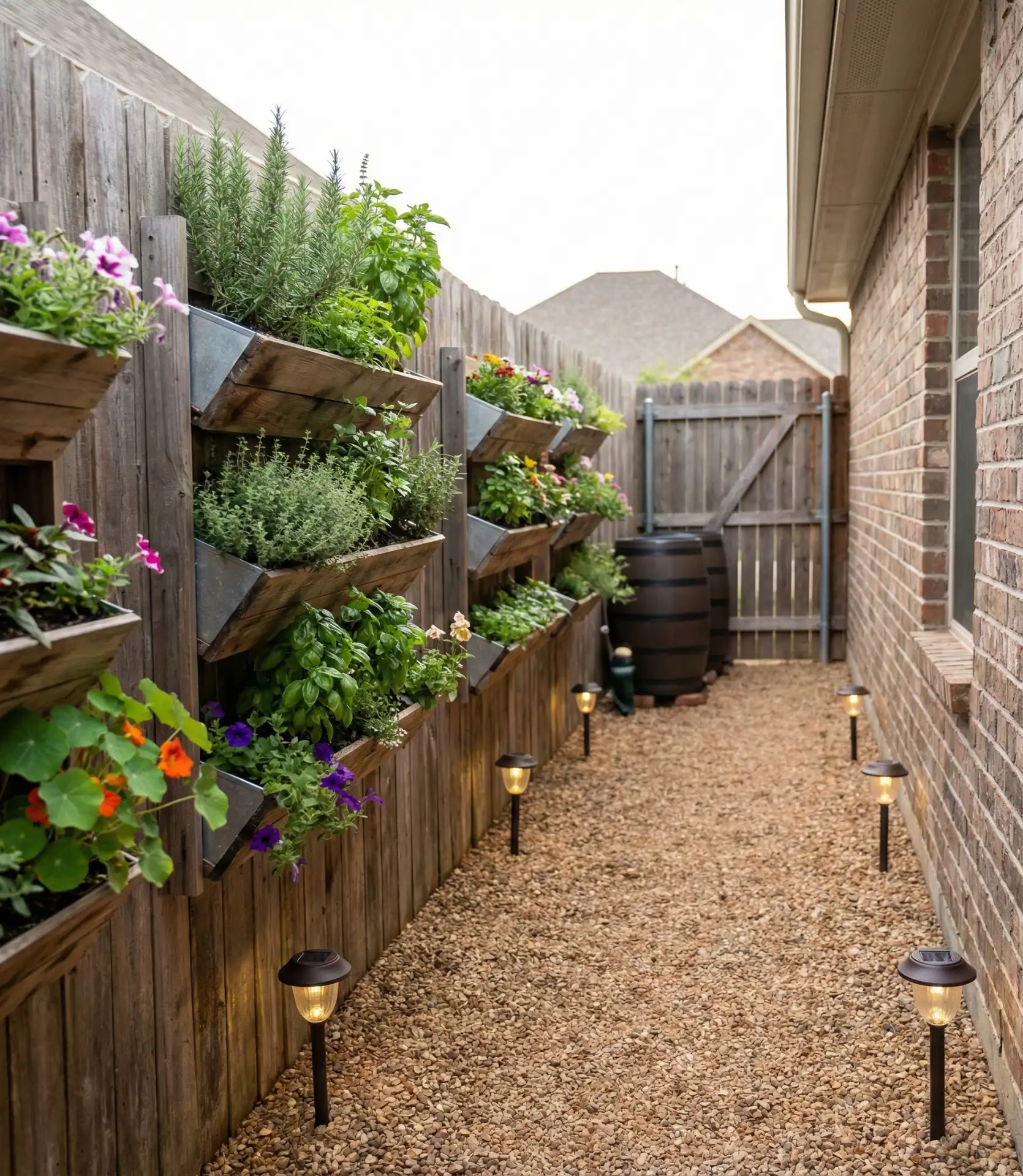 Narrow Side Yard Transformation with Vertical Gardens 2