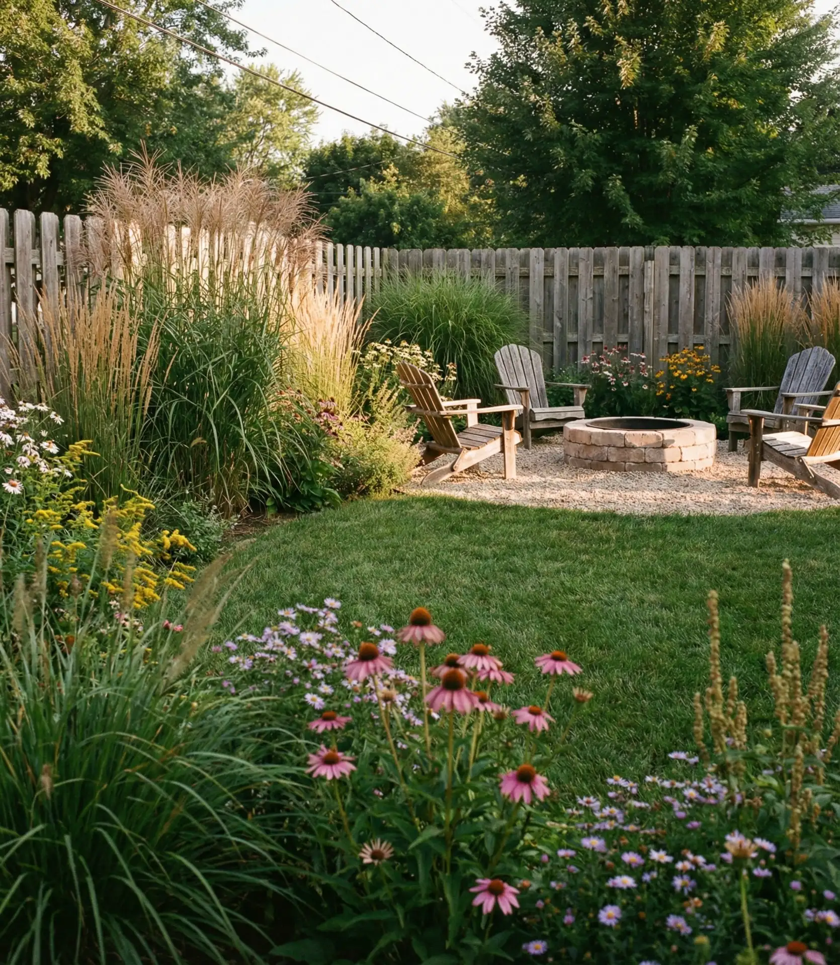 Native Prairie Border with Fire Pit 1