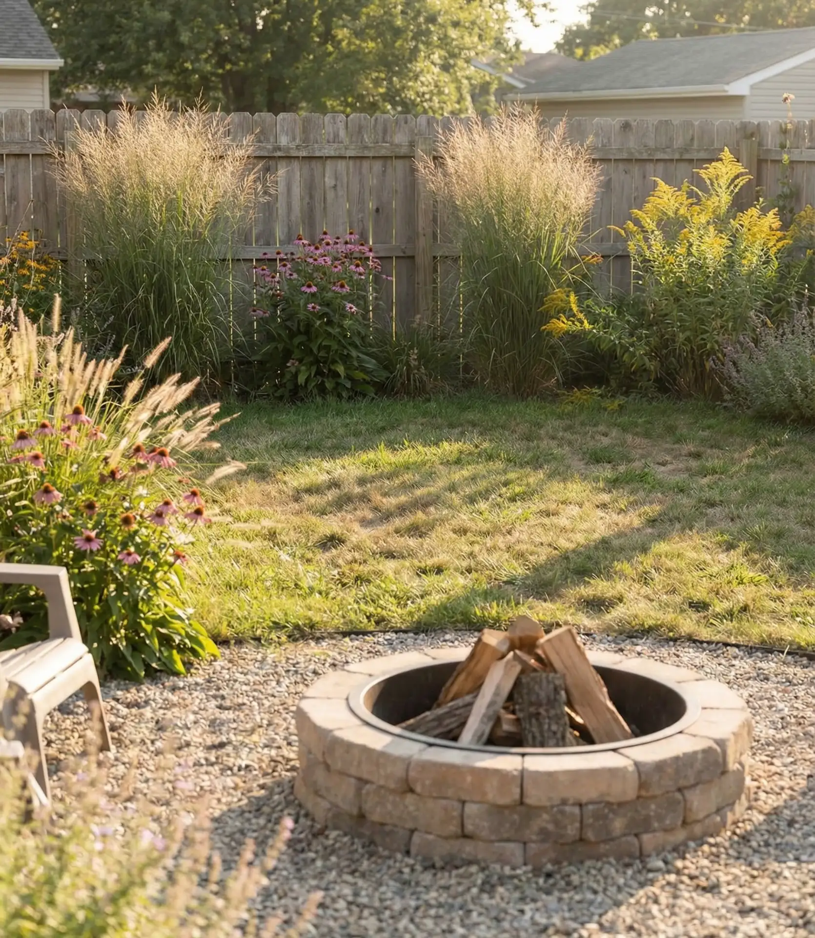 Native Prairie Border with Fire Pit 2