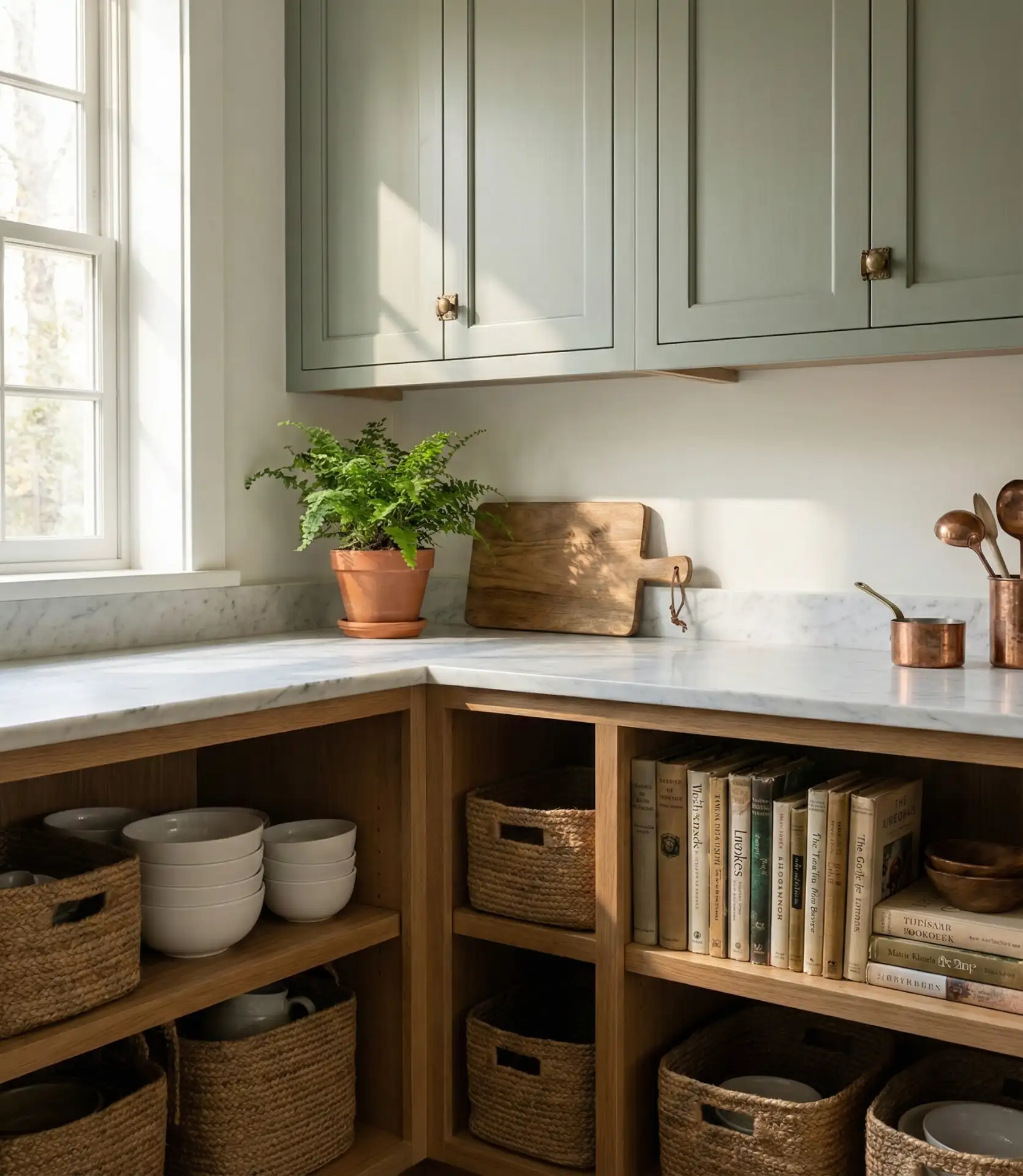 Open Lower Shelving Instead of Cabinets 1
