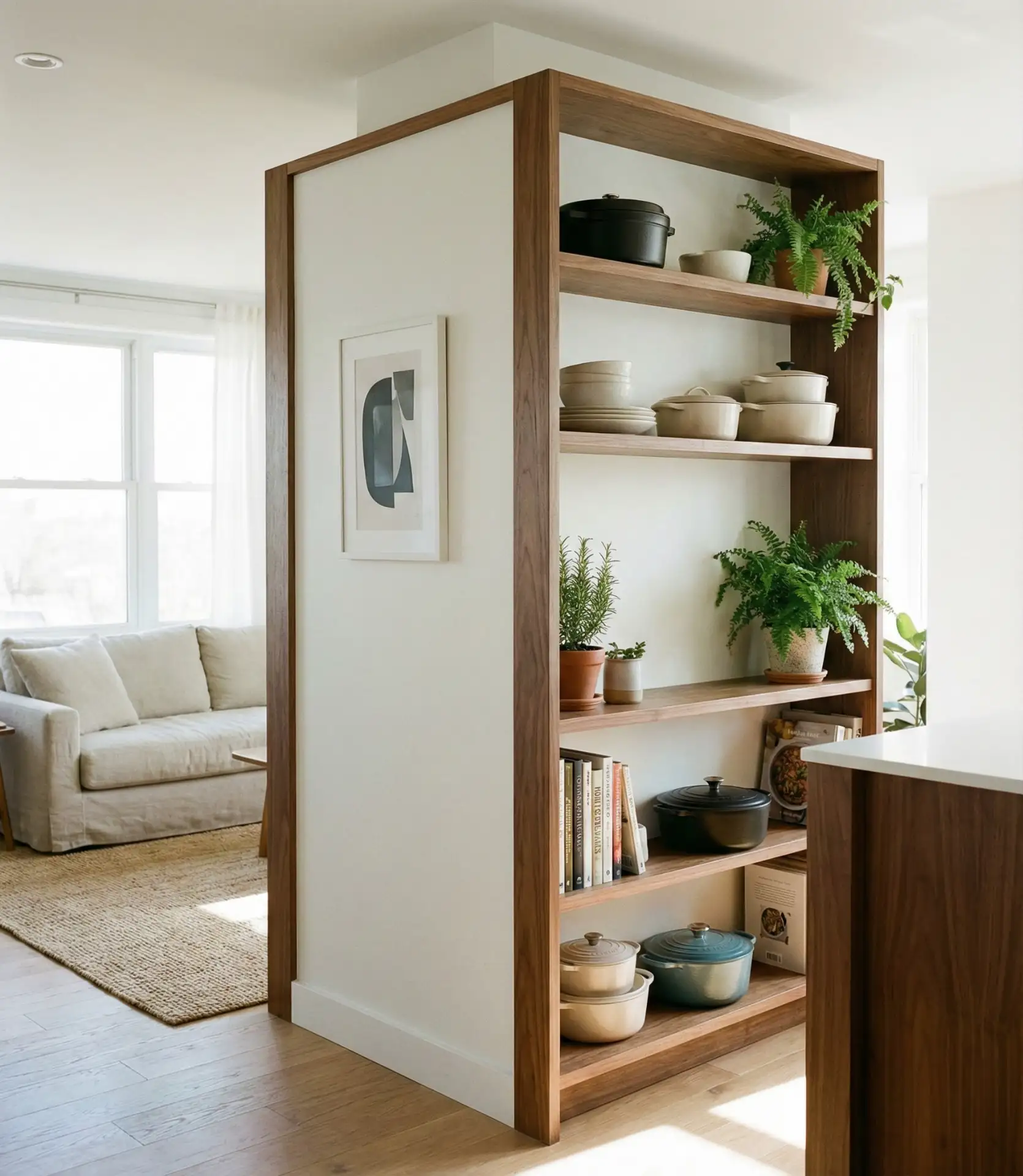 Open Shelving with Back Panel Divider 1
