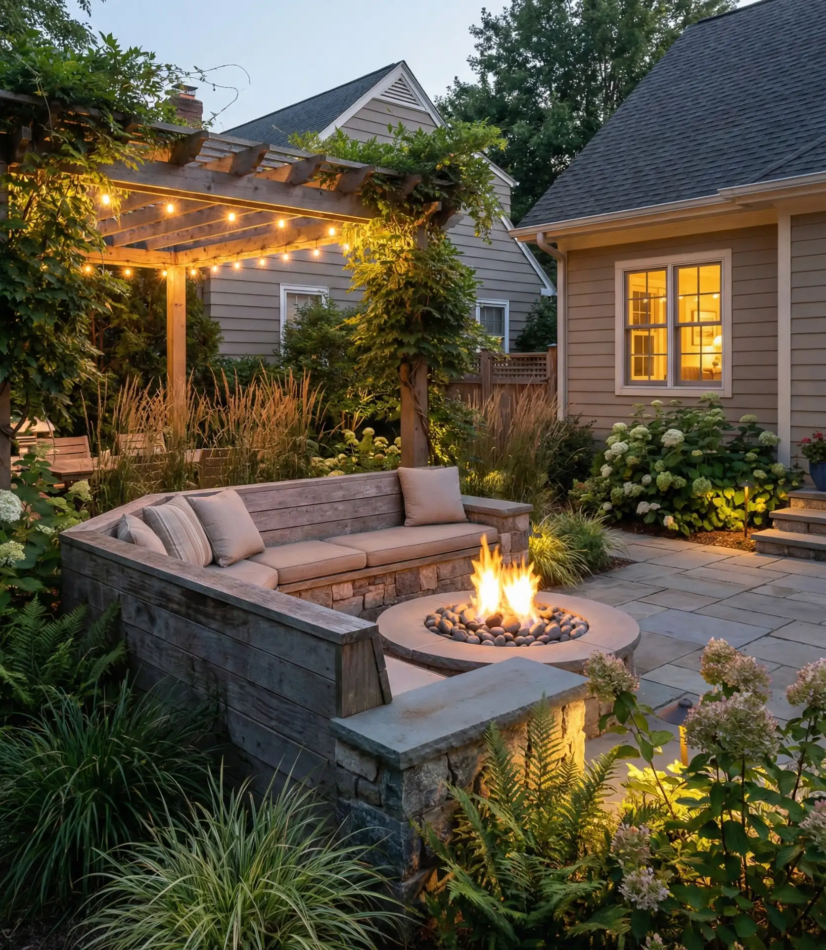 Outdoor Living Room with Built-In Seating 1