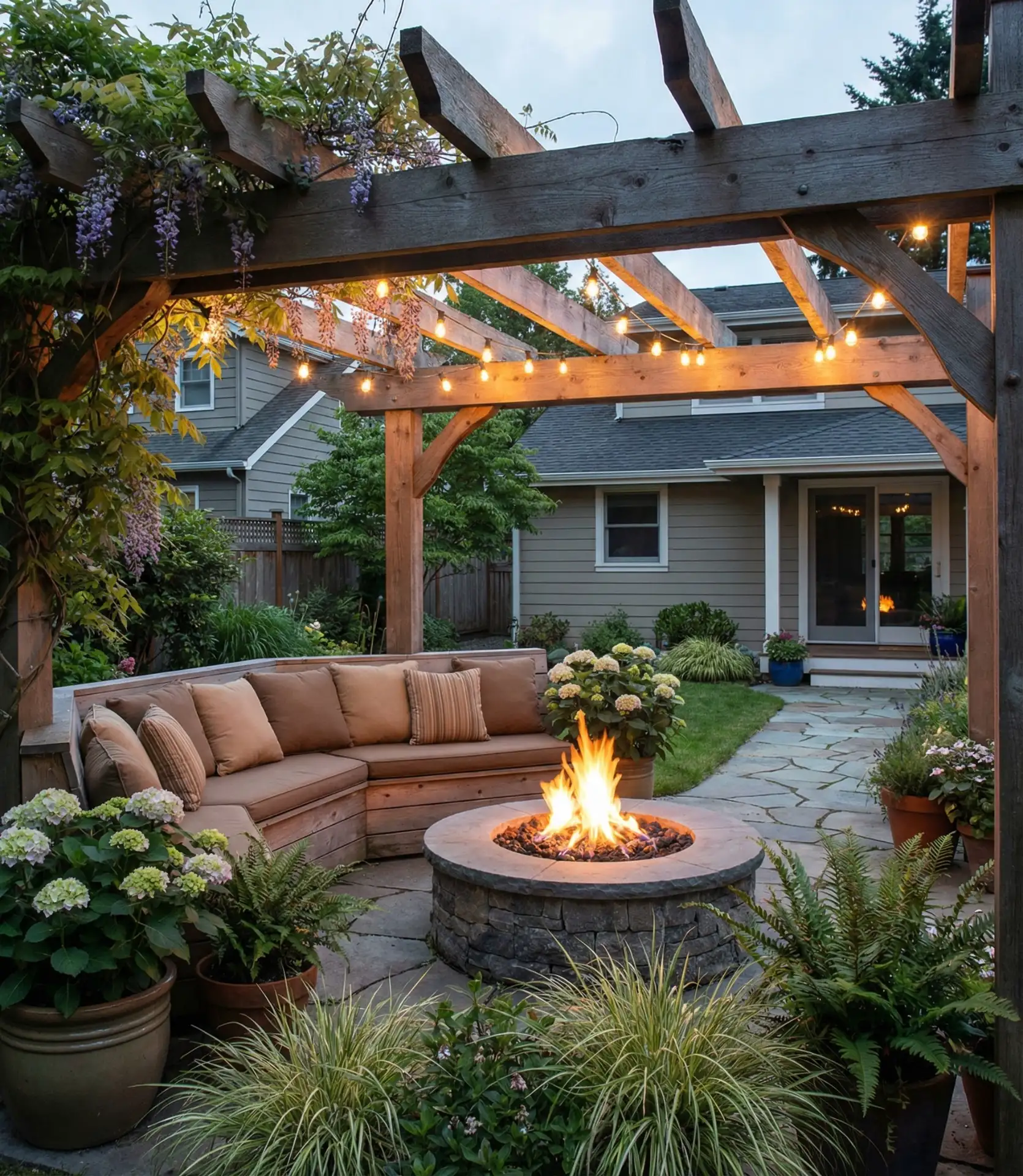 Outdoor Living Room with Built-In Seating 2