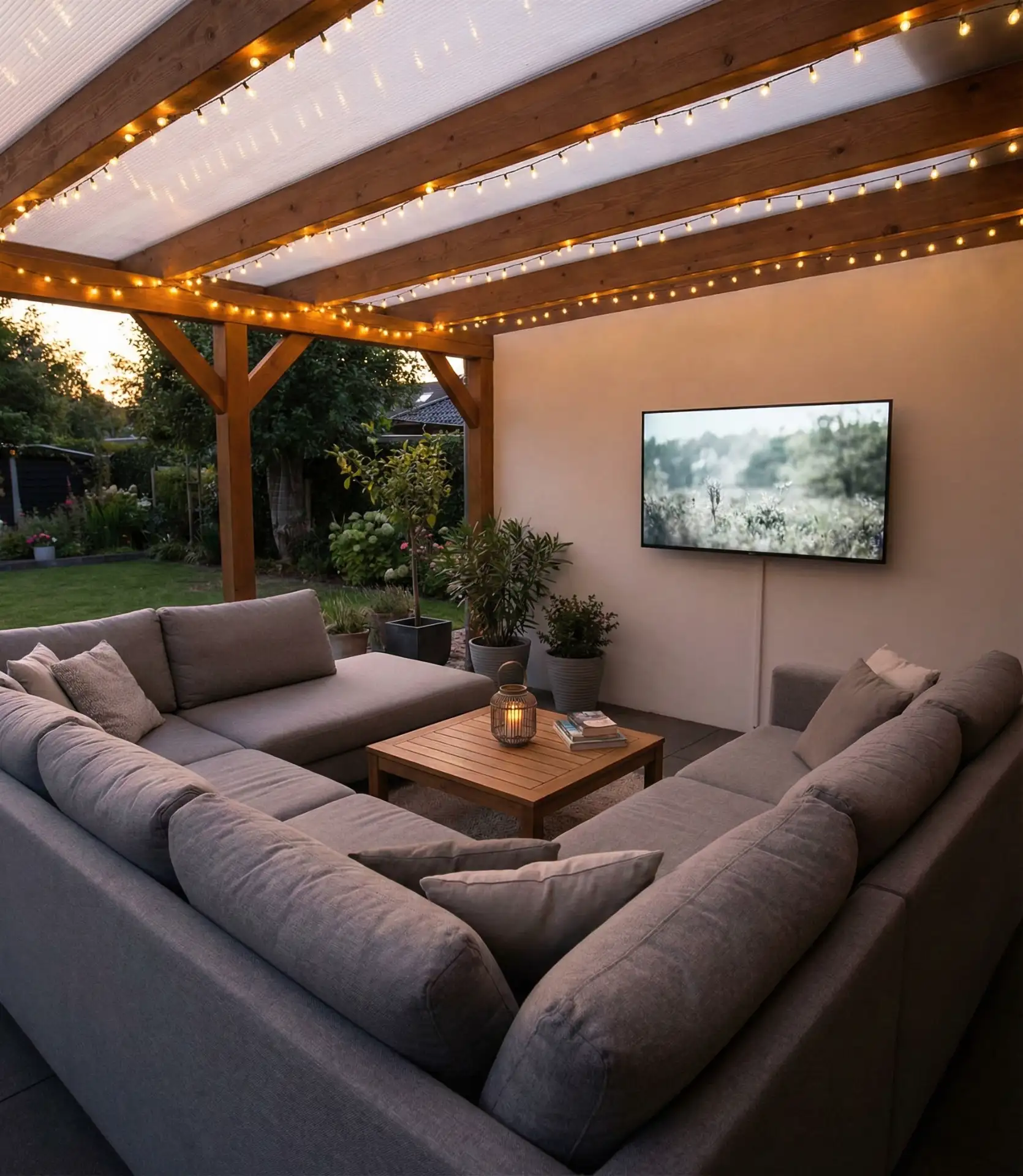 Outdoor Living Room with TV Entertainment Center 2