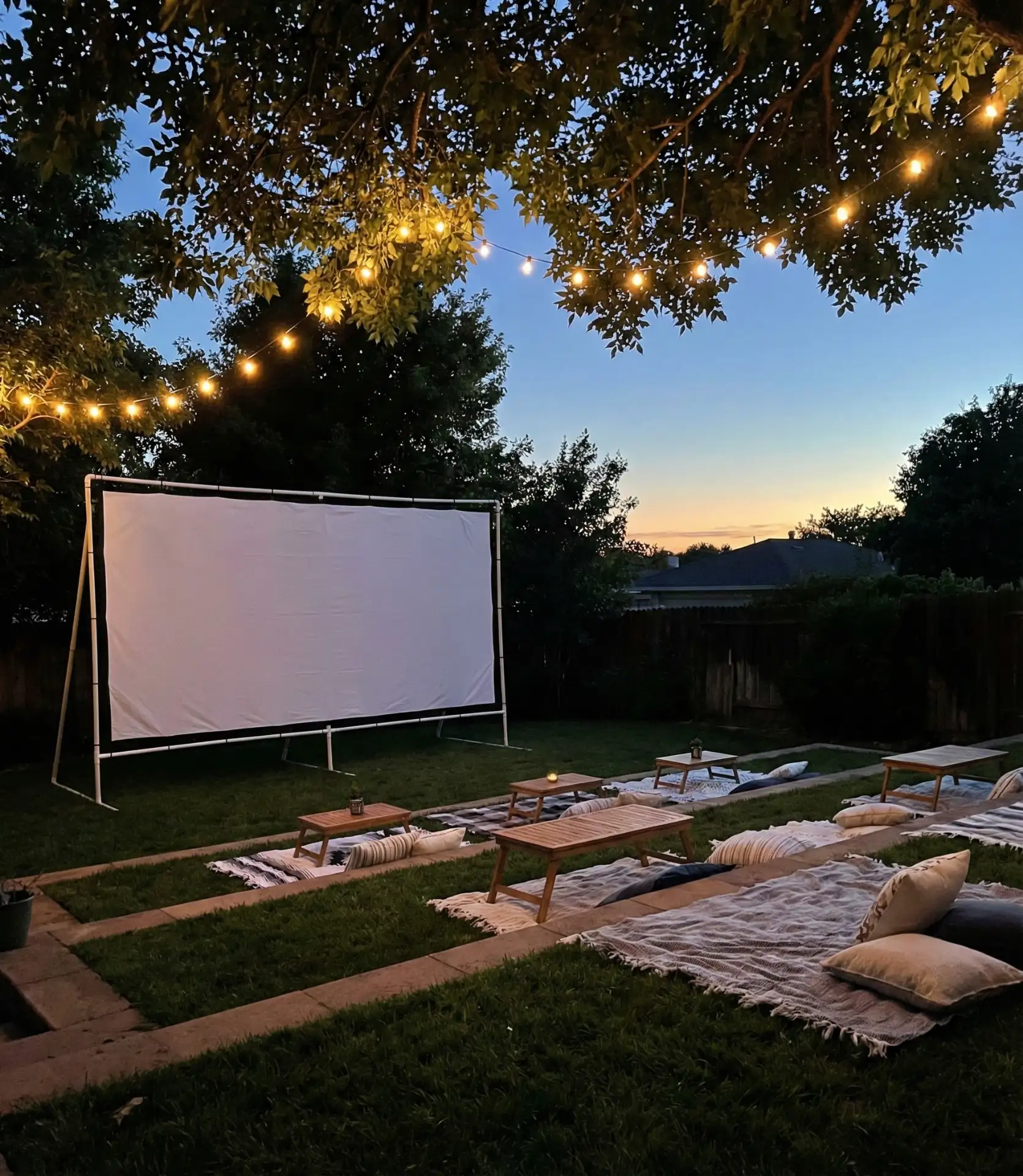 Outdoor Movie Screen with Tiered Lawn Seating 1