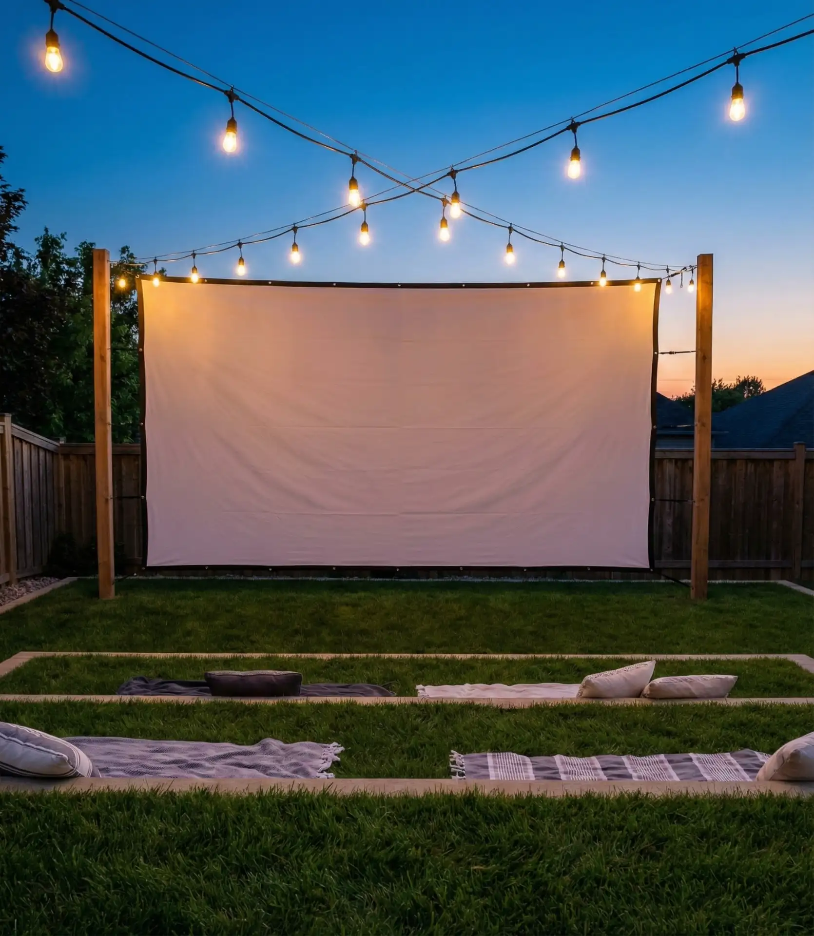 Outdoor Movie Screen with Tiered Lawn Seating 2